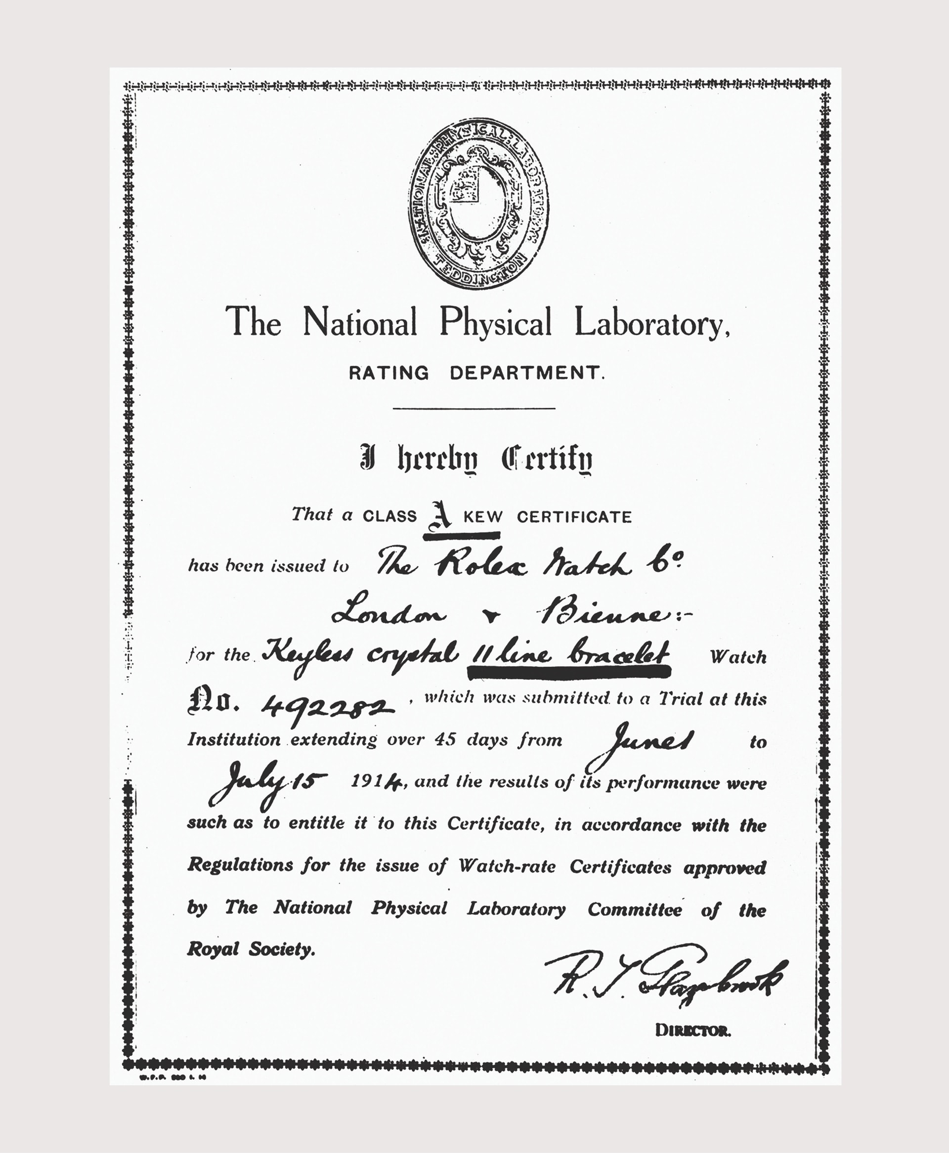 Kew obversatory certification