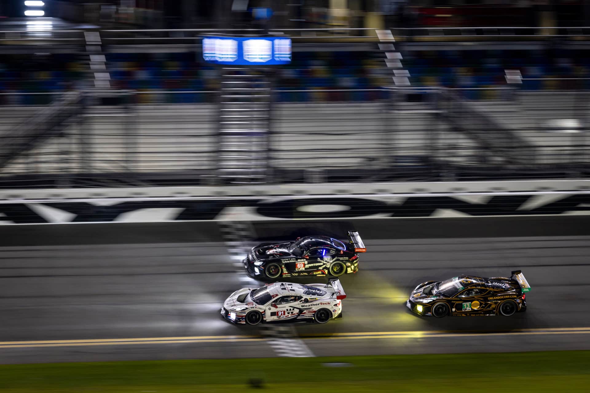 Night time racing action