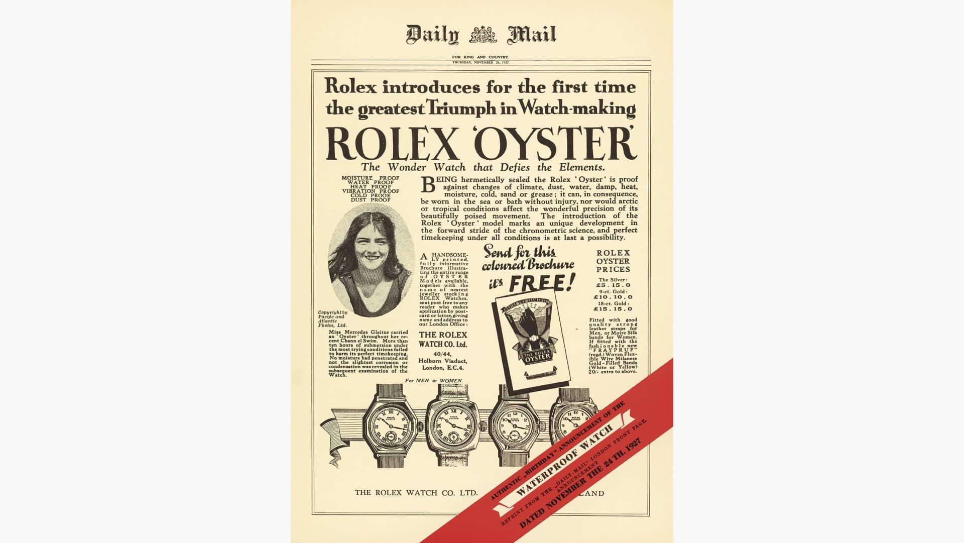 1927 - A front-page advert heralds