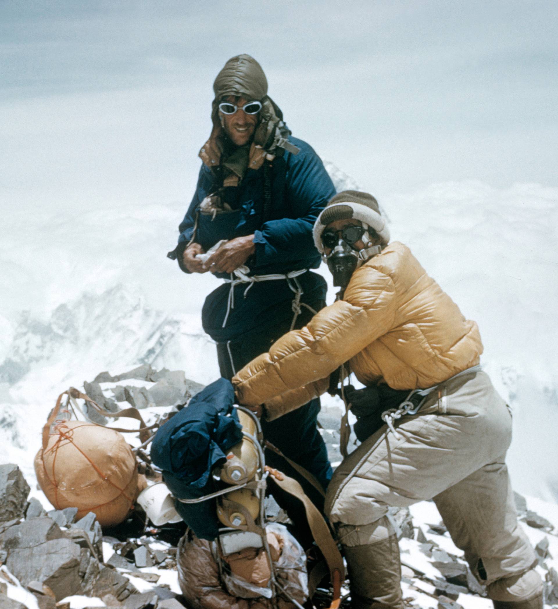 Sir Edmund Hillary and Tenzing Norgay, part of a British expedition