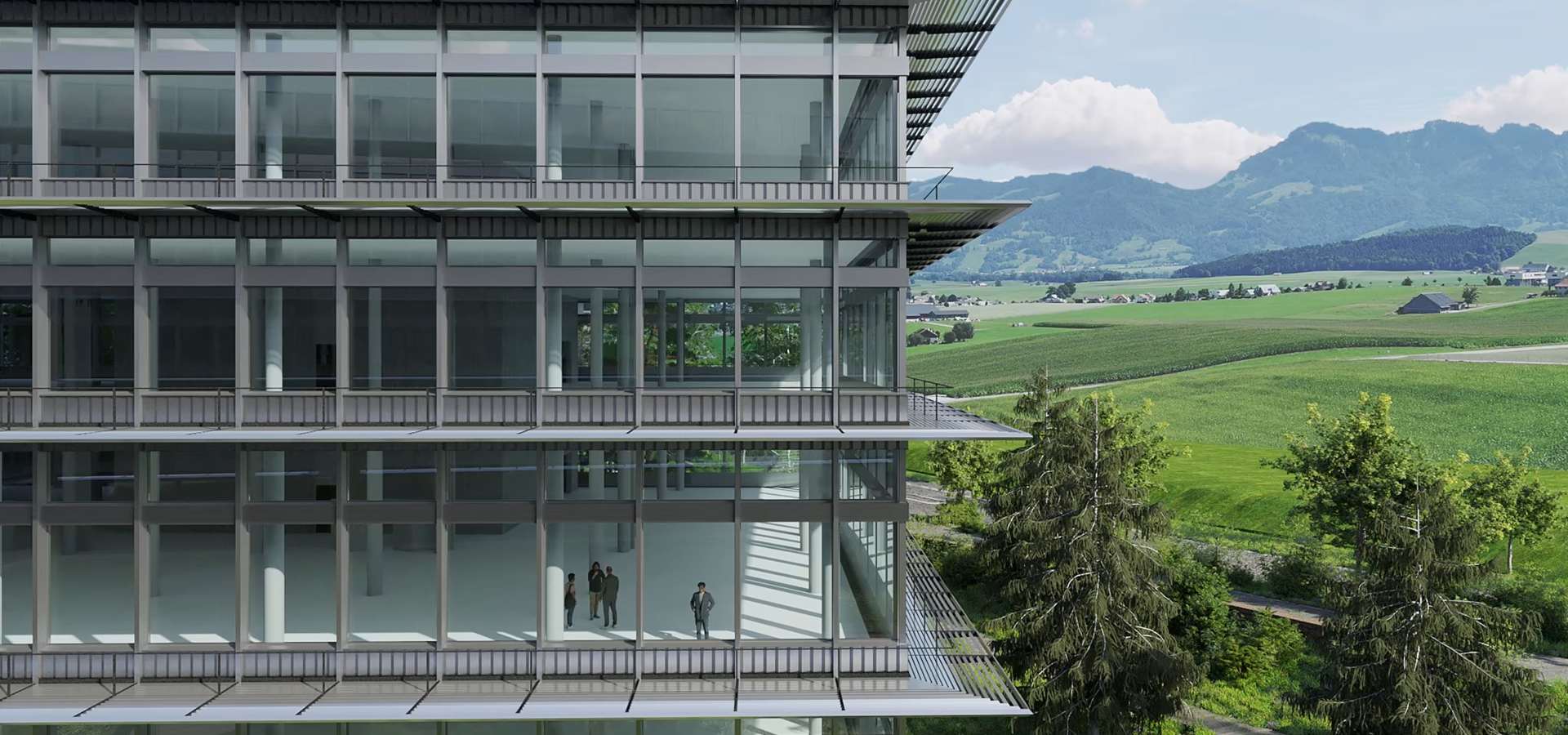 Corner of Bulle building viewed from outside