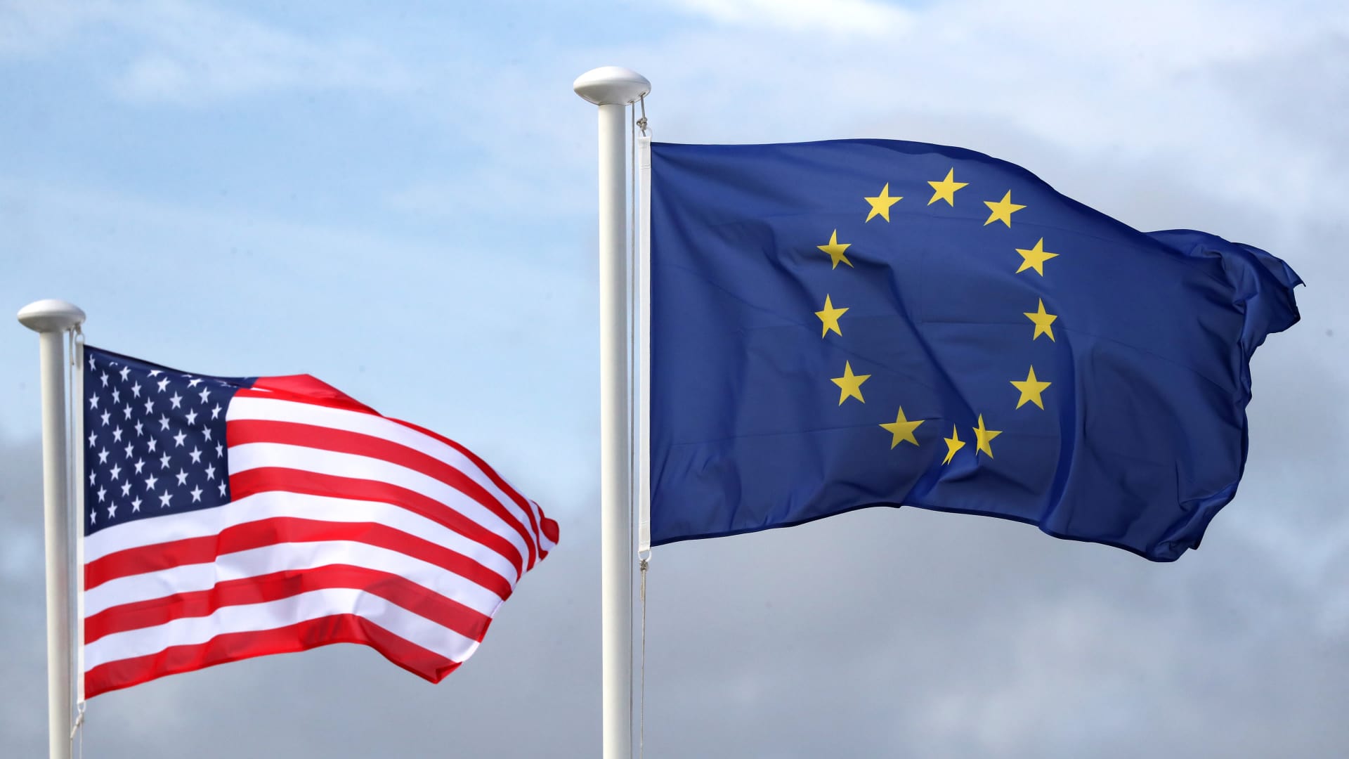 European and American flags