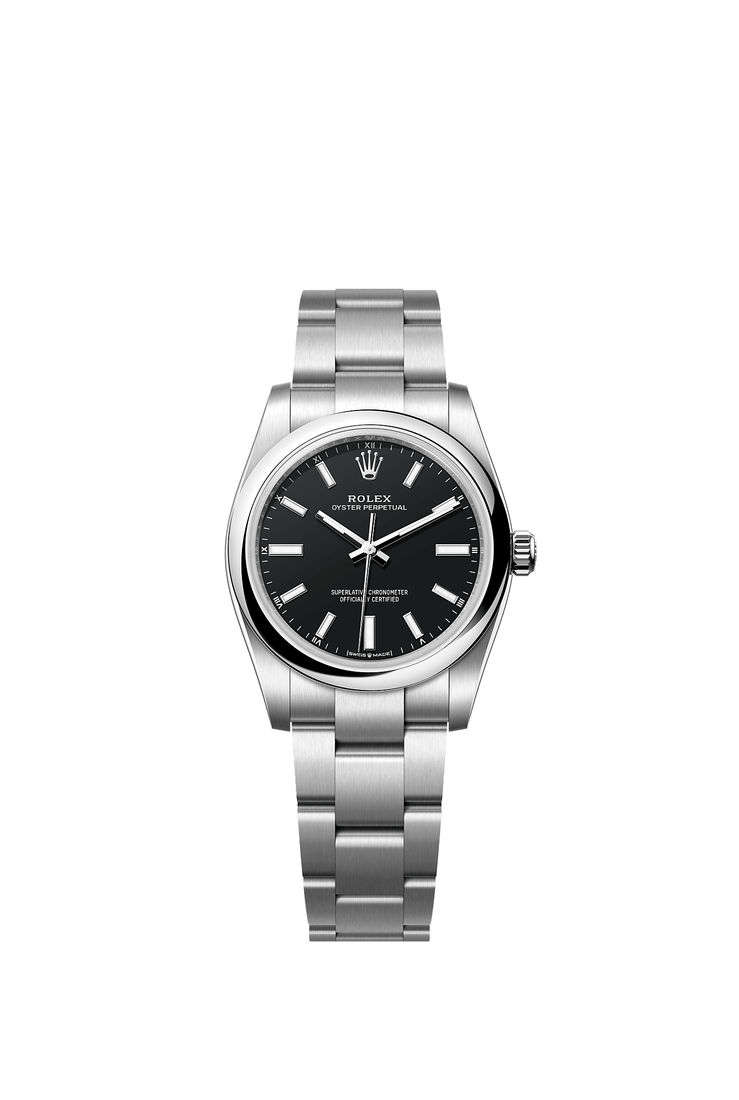 蚝式恒动型 34, 蚝式，34毫米，蚝式钢, 表盘 : 黑色, Rolex