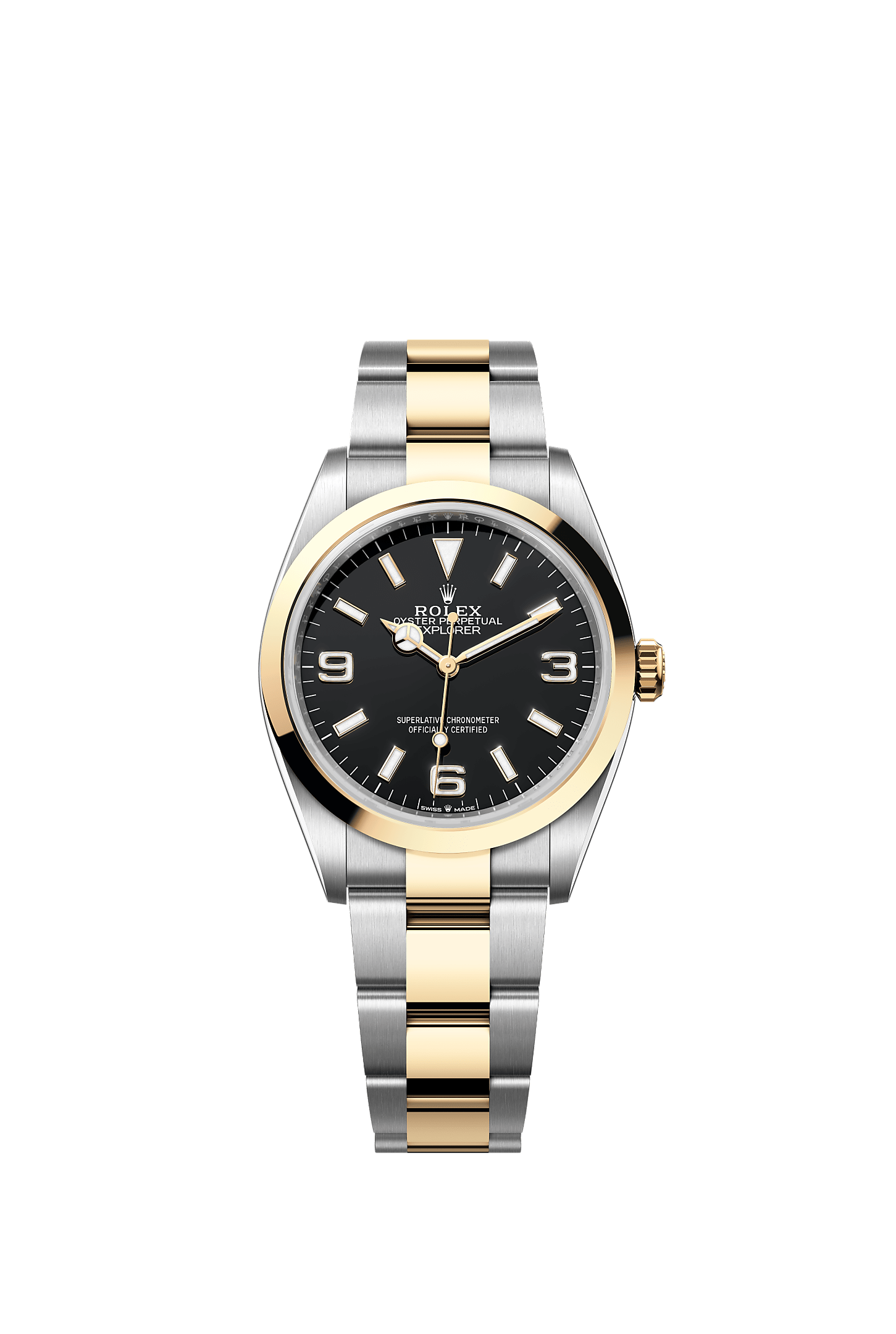 探险家型 36, 蚝式，36毫米，黄金及蚝式钢, 表盘 : 黑色, Rolex