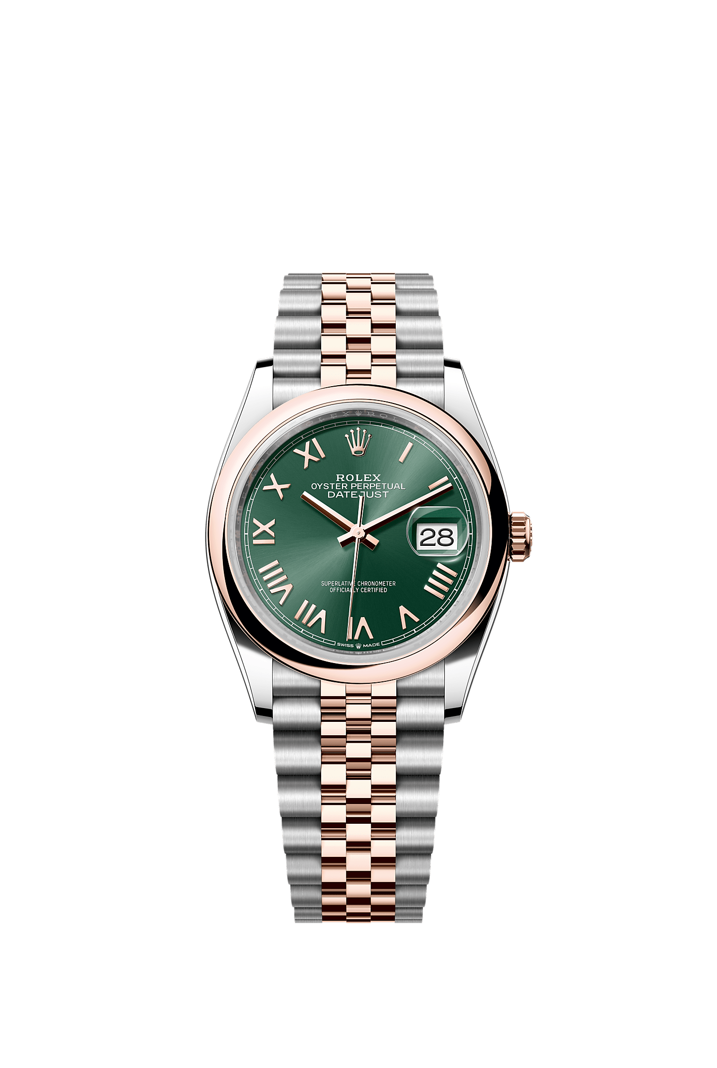 日志型 36, 蚝式，36毫米，永恒玫瑰金及蚝式钢, 表盘 : 薄荷绿色, Rolex