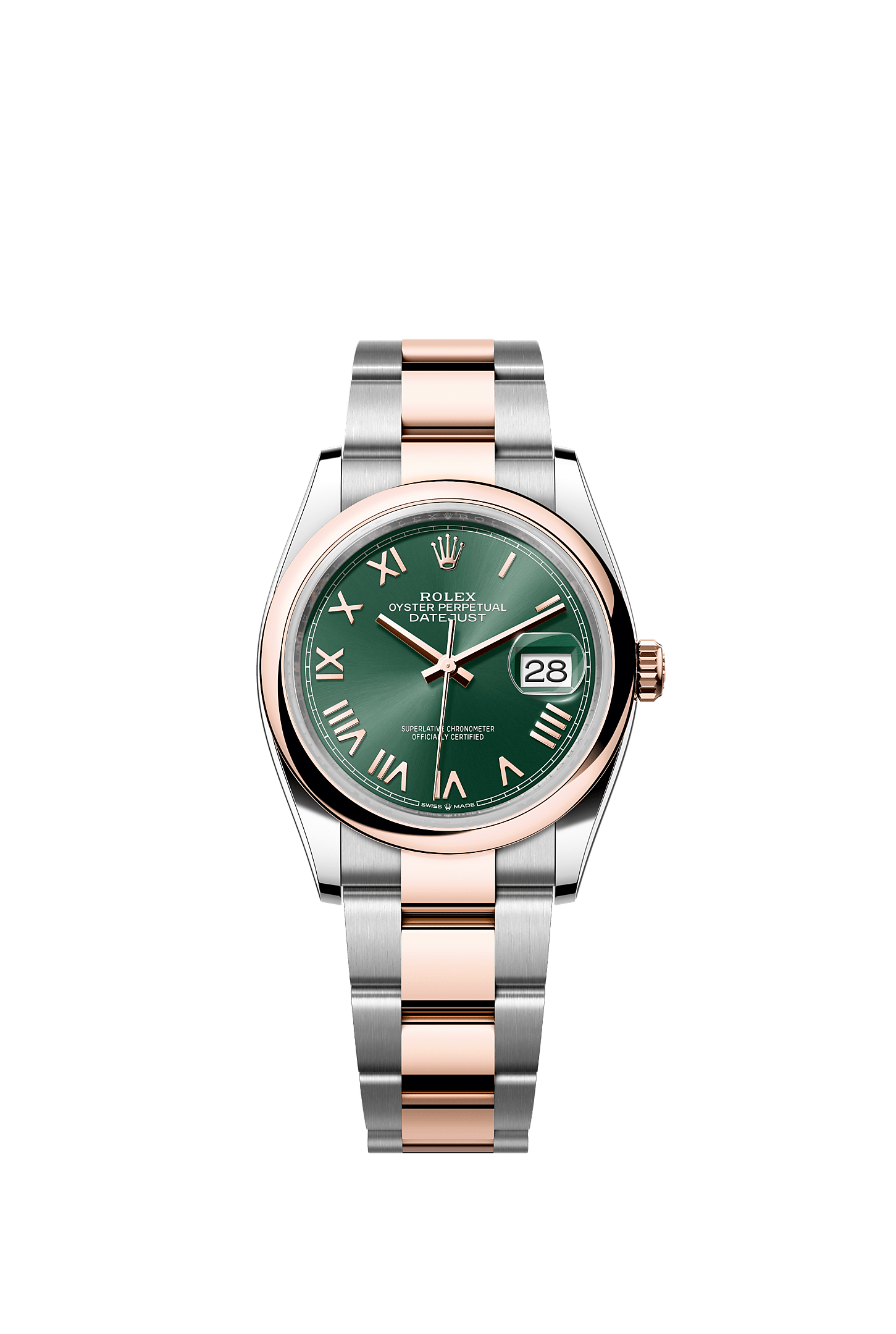 Datejust 36, Oyster, 36 mm, Oystersteel and Everose gold, Dial : Mint green, Rolex