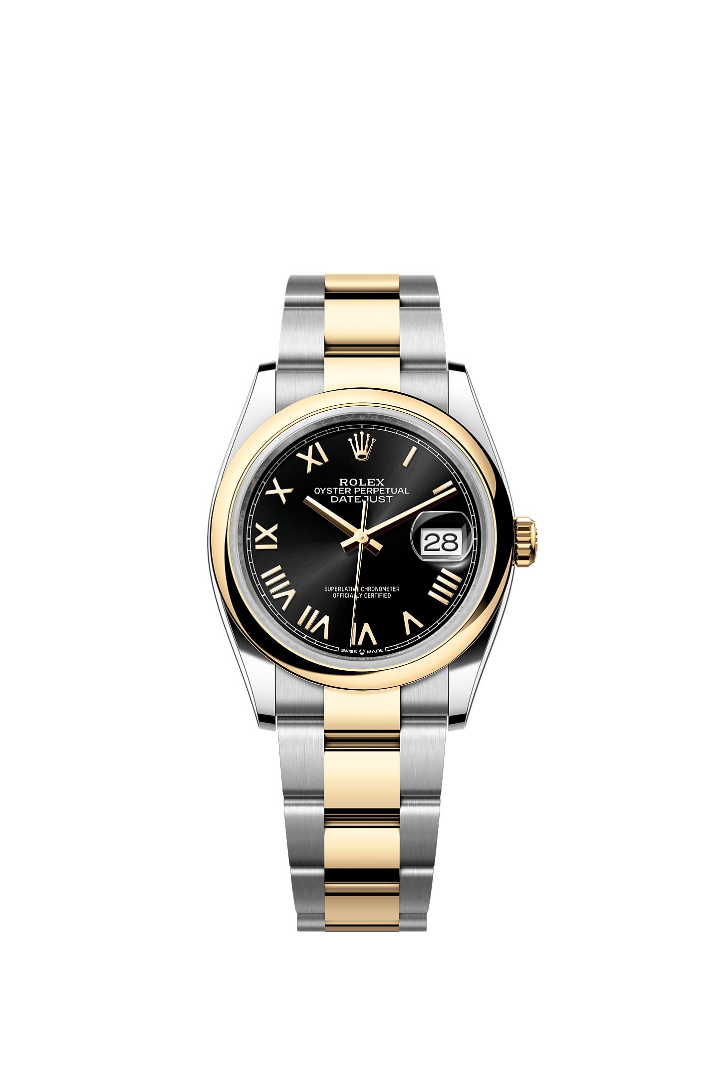 Datejust 36, Oyster, 36 mm, Oystersteel and yellow gold, Dial : Bright black, Rolex