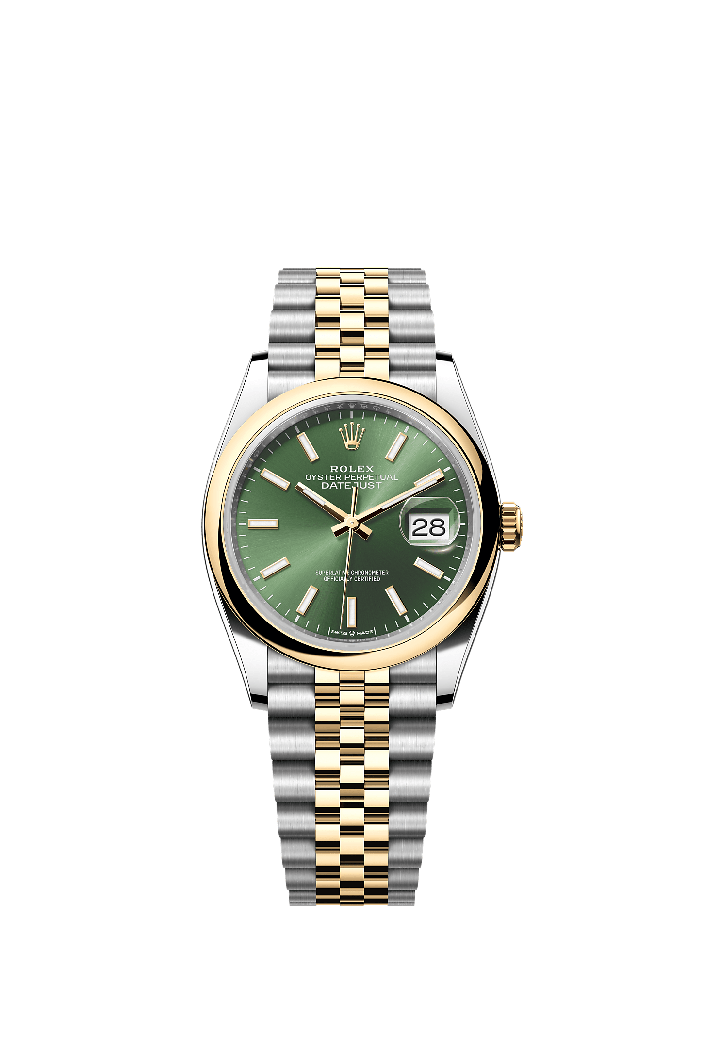 Datejust 36, Oyster, 36 mm, Oystersteel and yellow gold, Dial : Olive green, Rolex