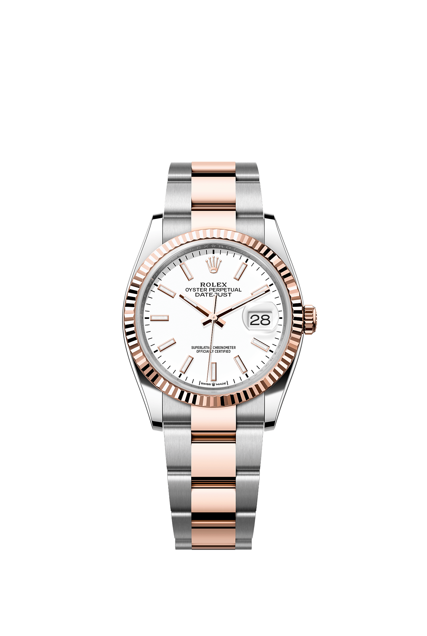 Datejust 36, Oyster, 36 mm, Oystersteel and Everose gold, Dial : White, Rolex