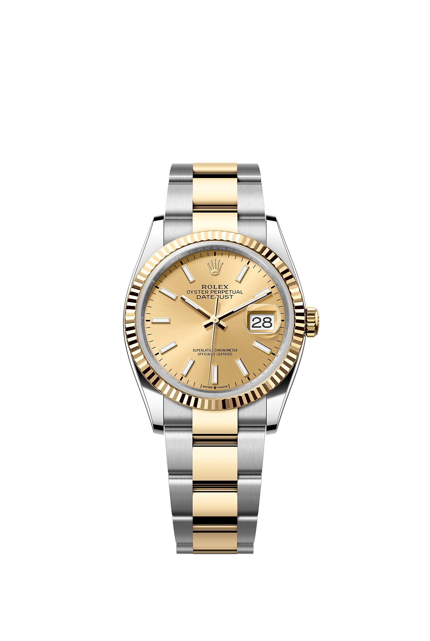 Datejust 36, Oyster, 36 mm, Oystersteel and yellow gold, Dial : Champagne-colour, Rolex
