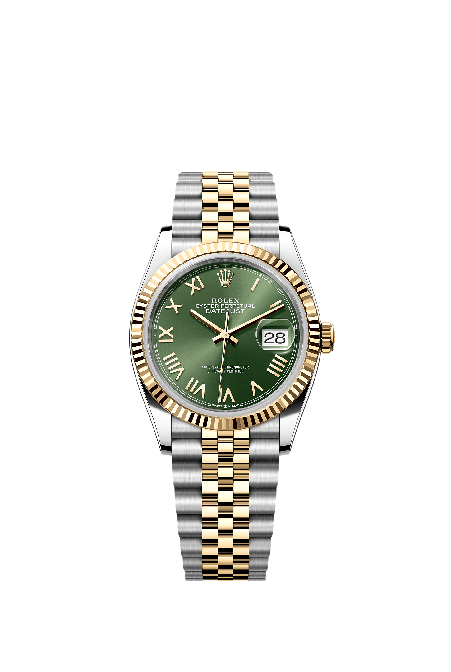 Datejust 36, Oyster, 36 mm, Oystersteel and yellow gold, Dial : Olive green, Rolex
