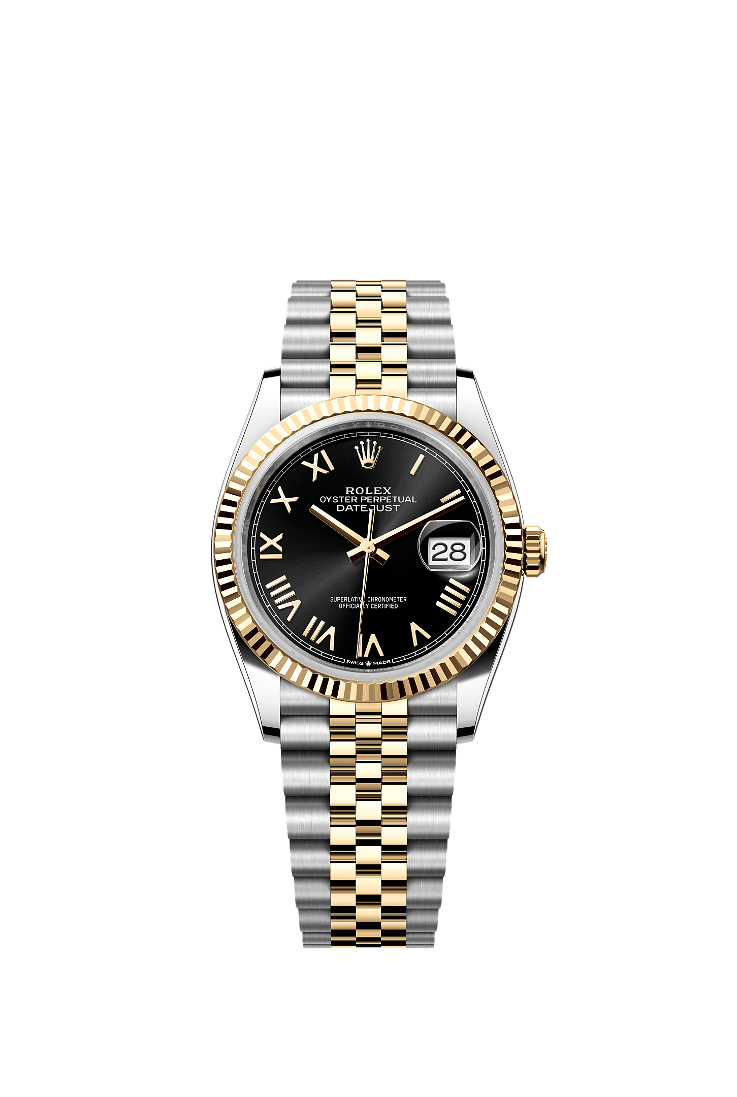 Datejust 36, Oyster, 36 mm, Oystersteel and yellow gold, Dial : Bright black, Rolex