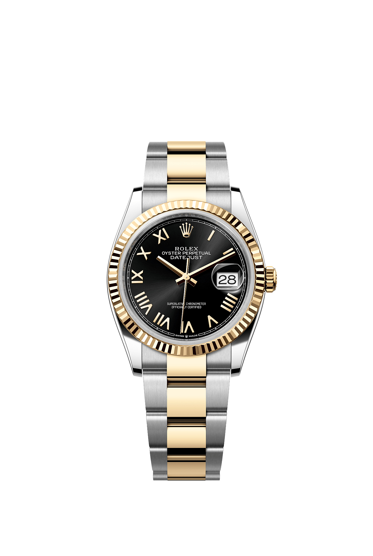Datejust 36, Oyster, 36 mm, Oystersteel and yellow gold, Dial : Bright black, Rolex