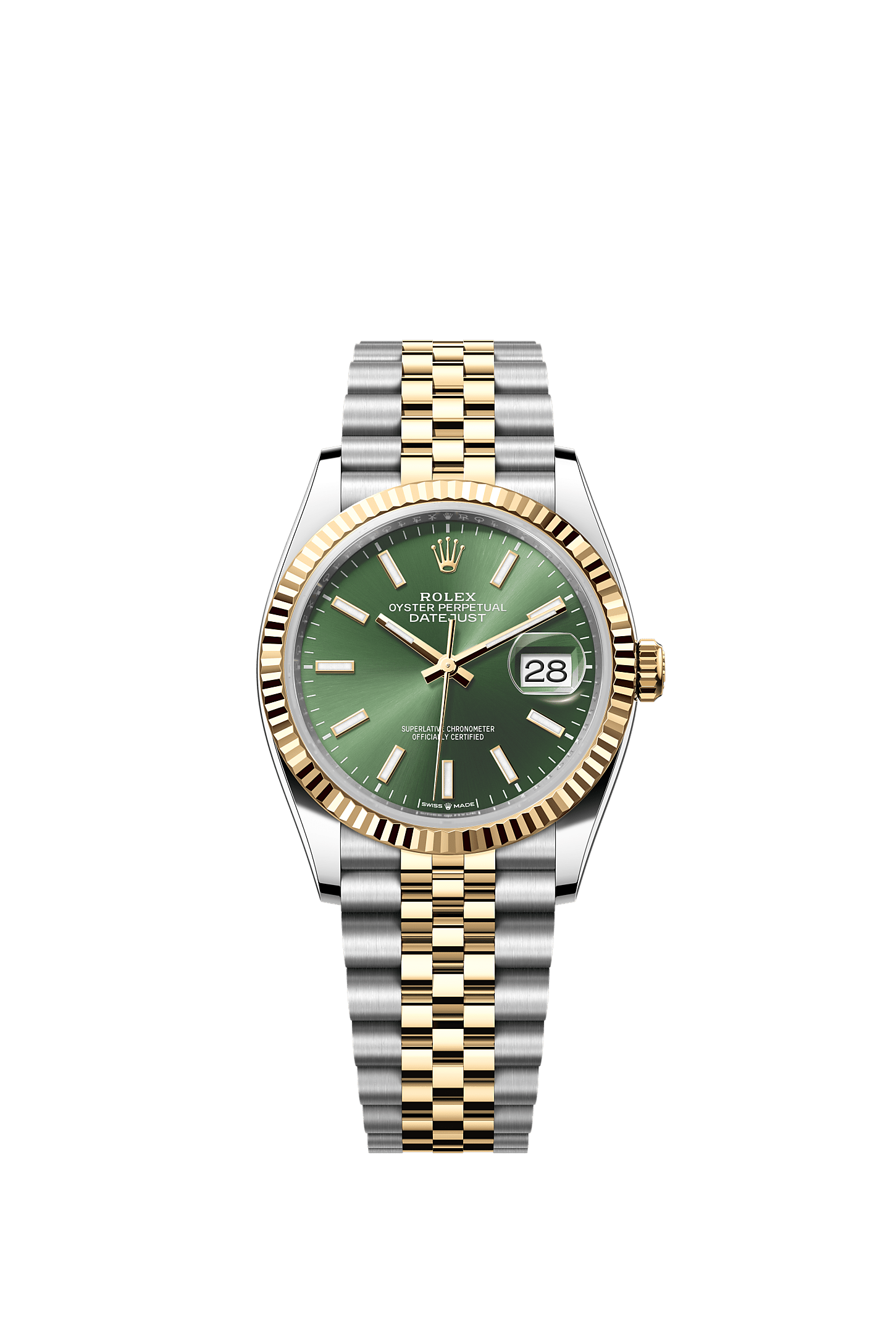 Datejust 36, Oyster, 36 mm, Oystersteel and yellow gold, Dial : Olive green, Rolex