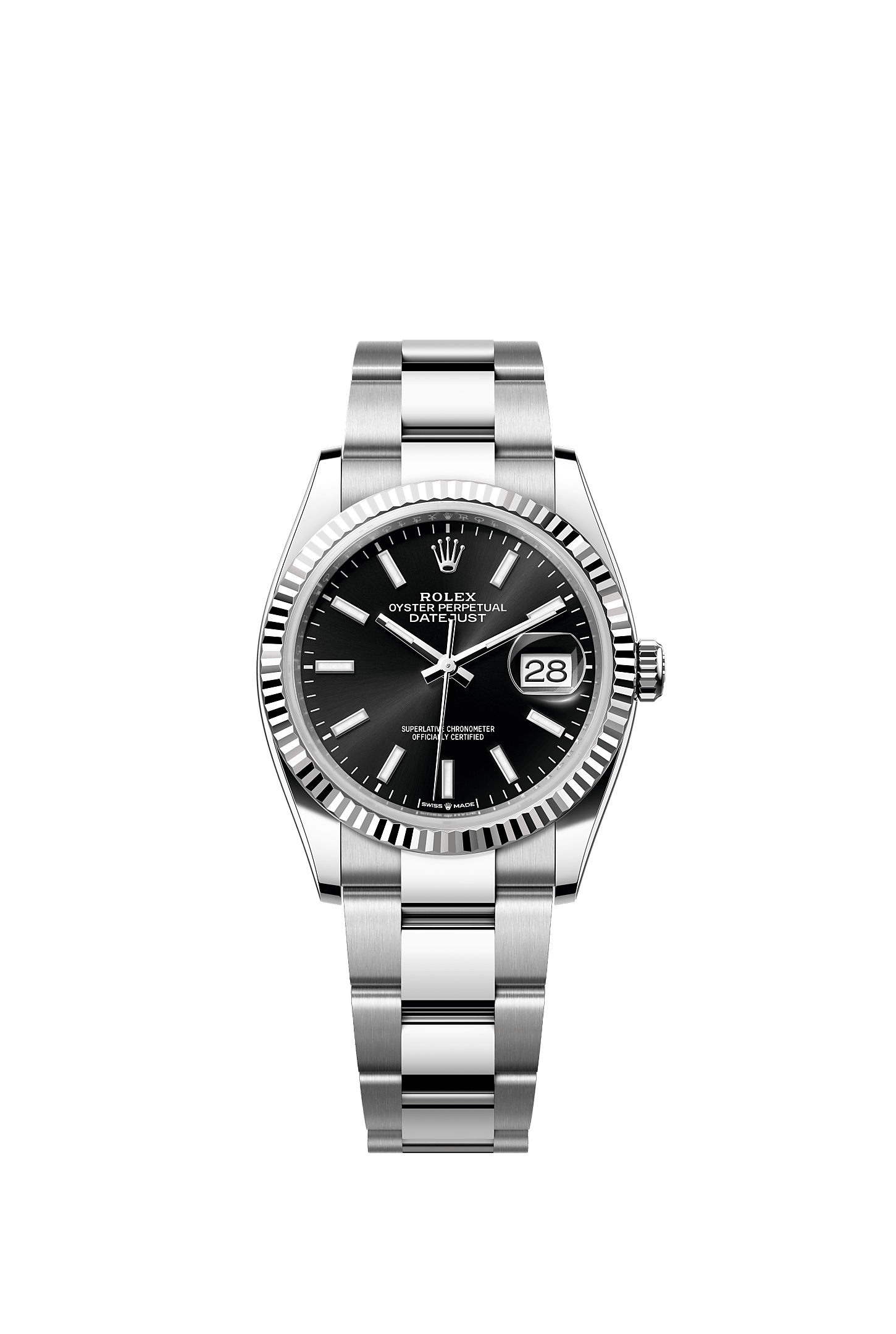 Datejust 36, Oyster, 36 mm, Oystersteel and white gold, Dial : Bright black, Rolex