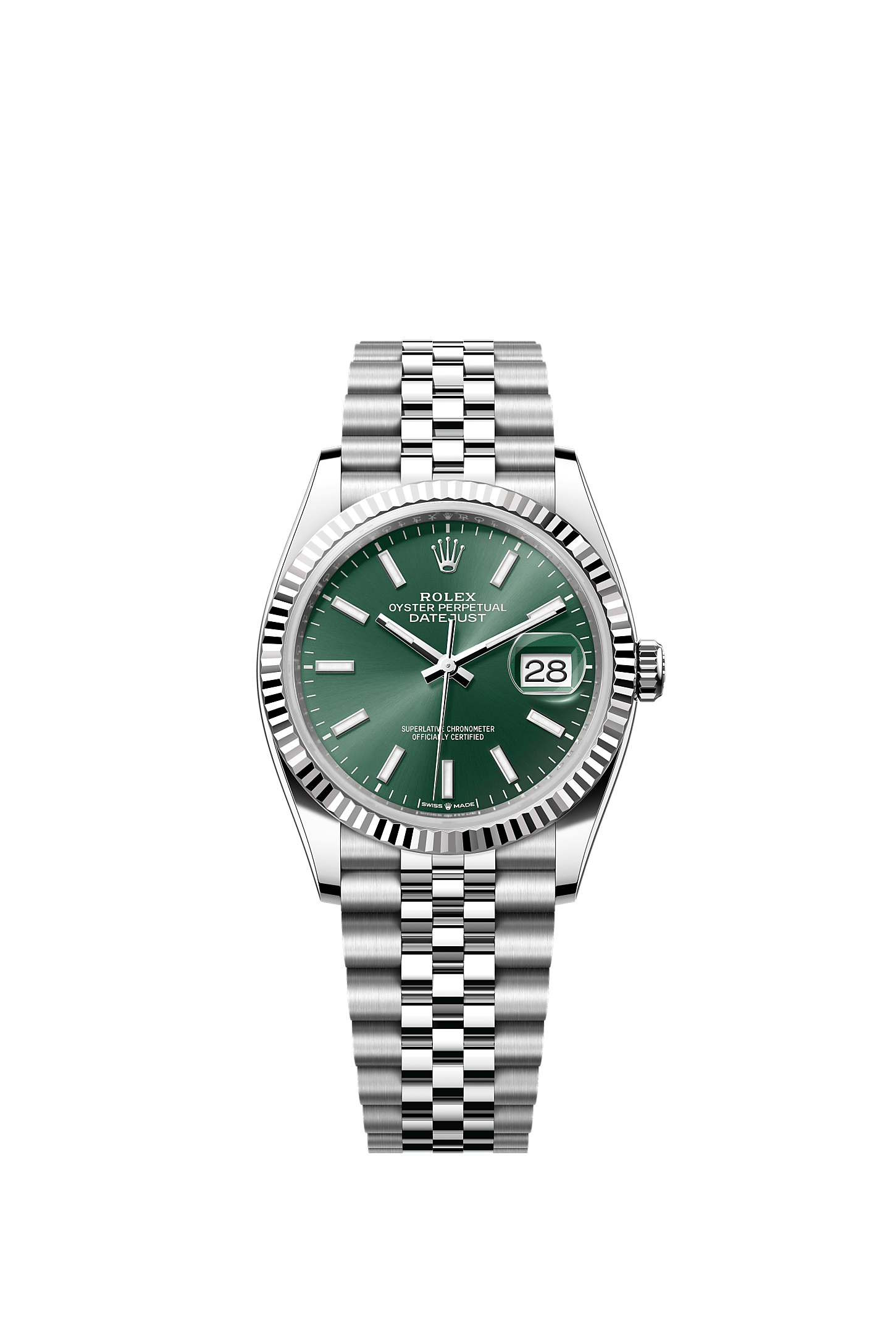 Datejust 36, Oyster, 36 mm, Oystersteel and white gold, Dial : Mint green, Rolex