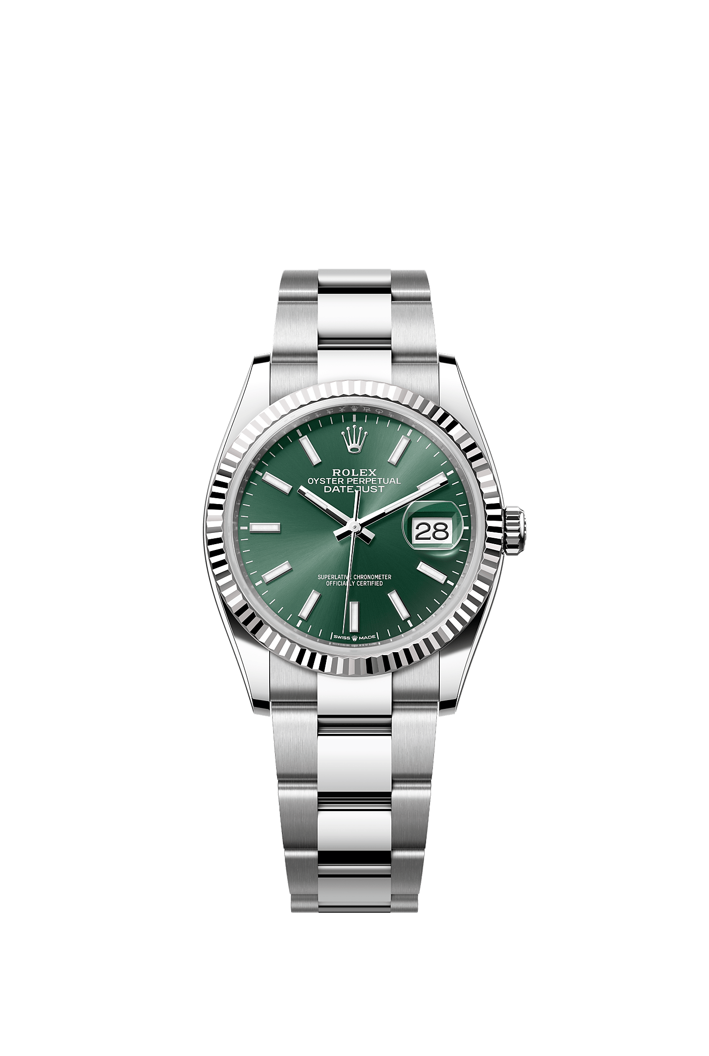 日志型 36, 蚝式，36毫米，白色黄金及蚝式钢, 表盘 : 薄荷绿色, Rolex
