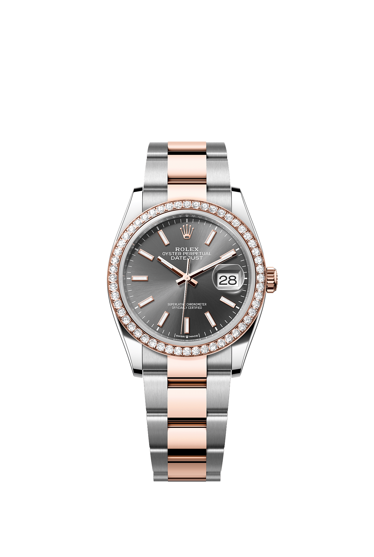 Datejust 36, Oyster, 36 mm, Oystersteel, Everose gold and diamonds, Dial : Slate, Rolex