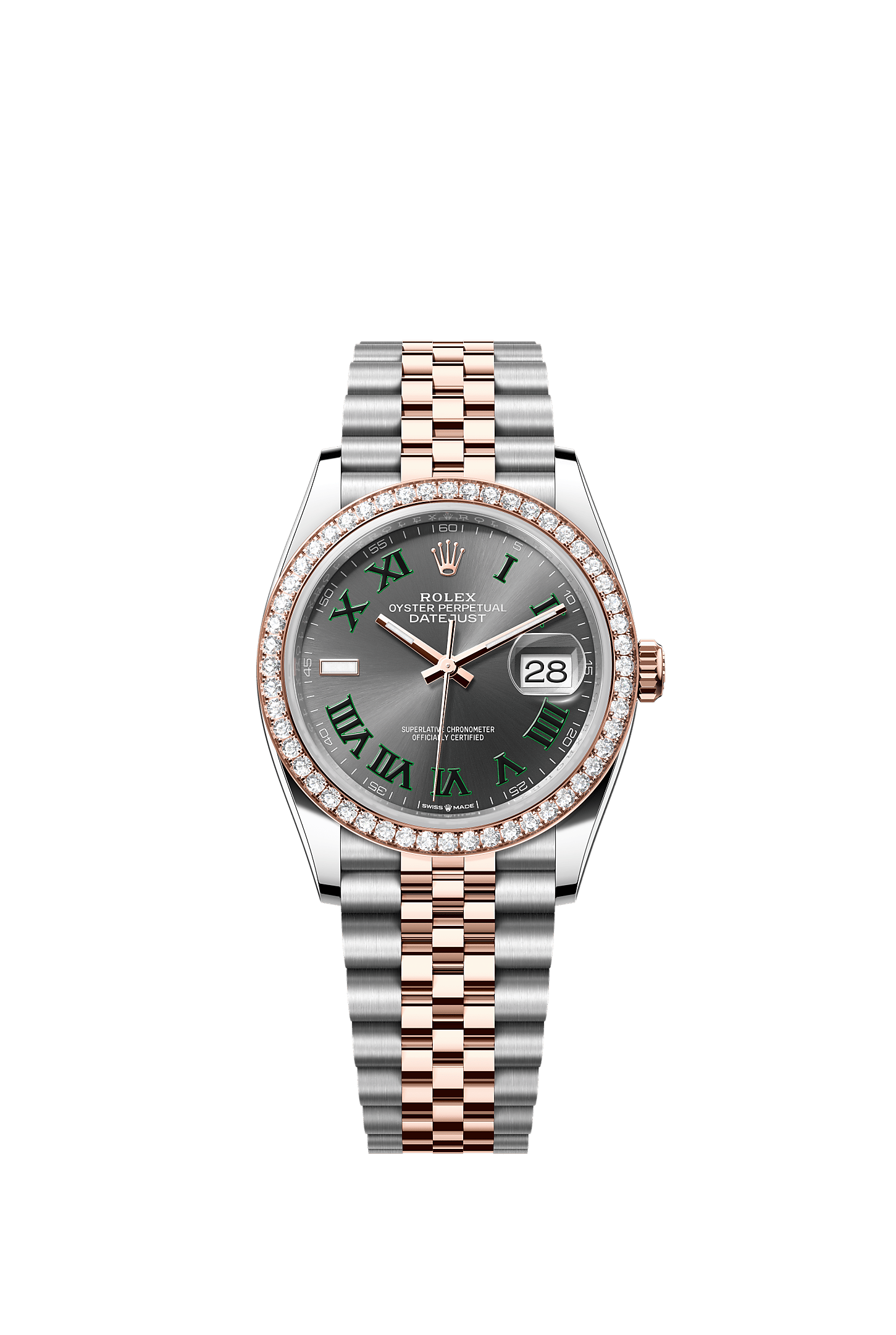 Datejust 36, Oyster, 36 mm, Oystersteel, Everose gold and diamonds, Dial : Slate, Rolex