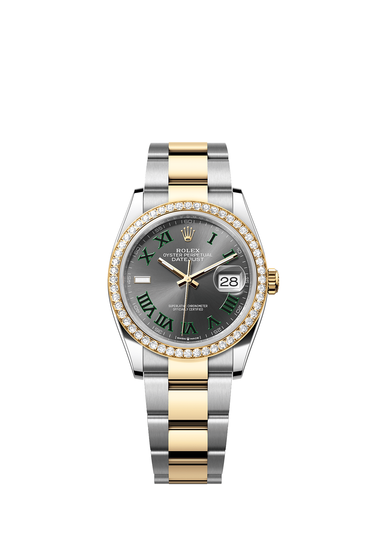 Datejust 36, Oyster, 36 mm, Oystersteel, yellow gold and diamonds, Dial : Slate, Rolex