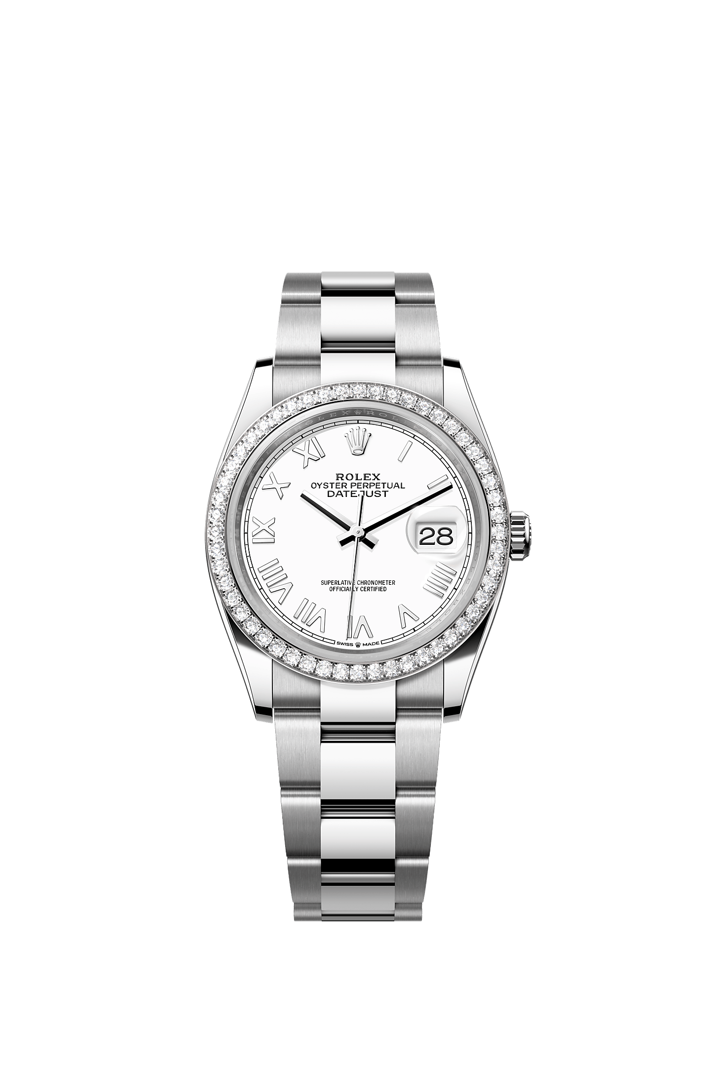 Datejust 36, Oyster, 36 mm, Oystersteel, white gold and diamonds, Dial : White, Rolex