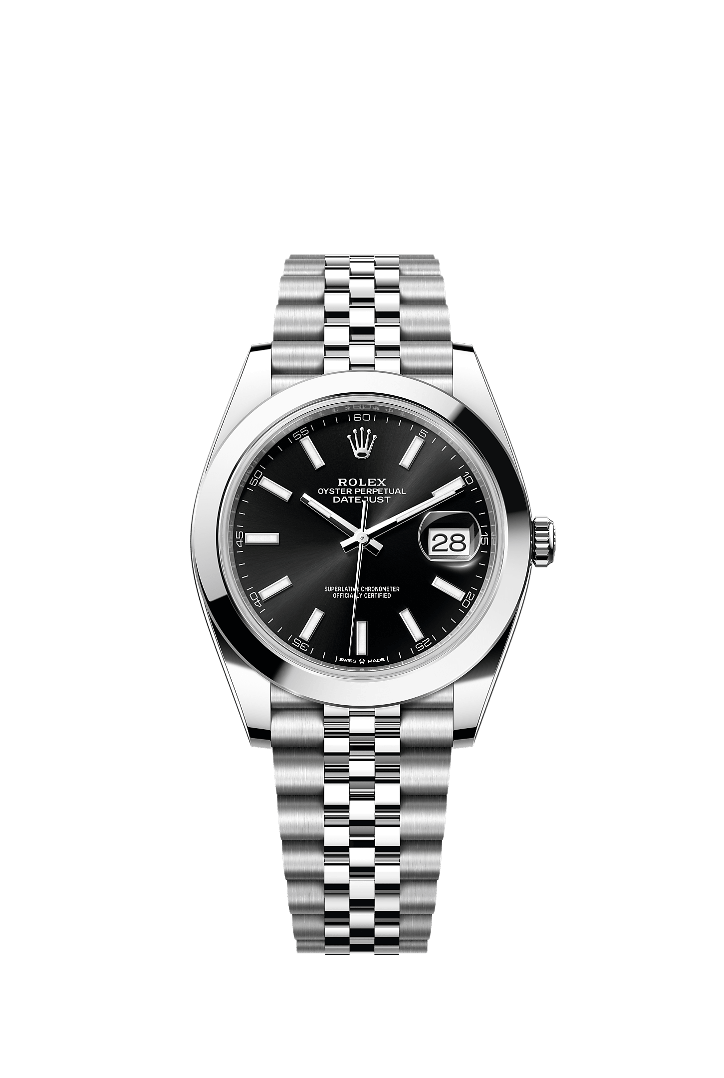 日志型 41, 蚝式，41毫米，蚝式钢, 表盘 : 亮黑色, Rolex