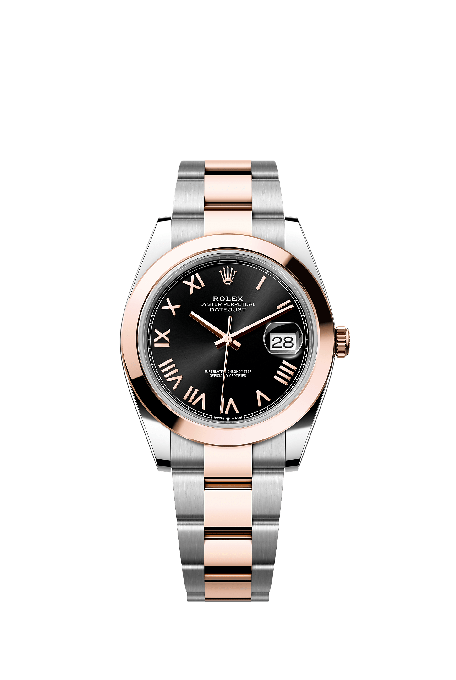 Datejust 41, Oyster, 41 mm, Oystersteel and Everose gold, Dial : Bright black, Rolex