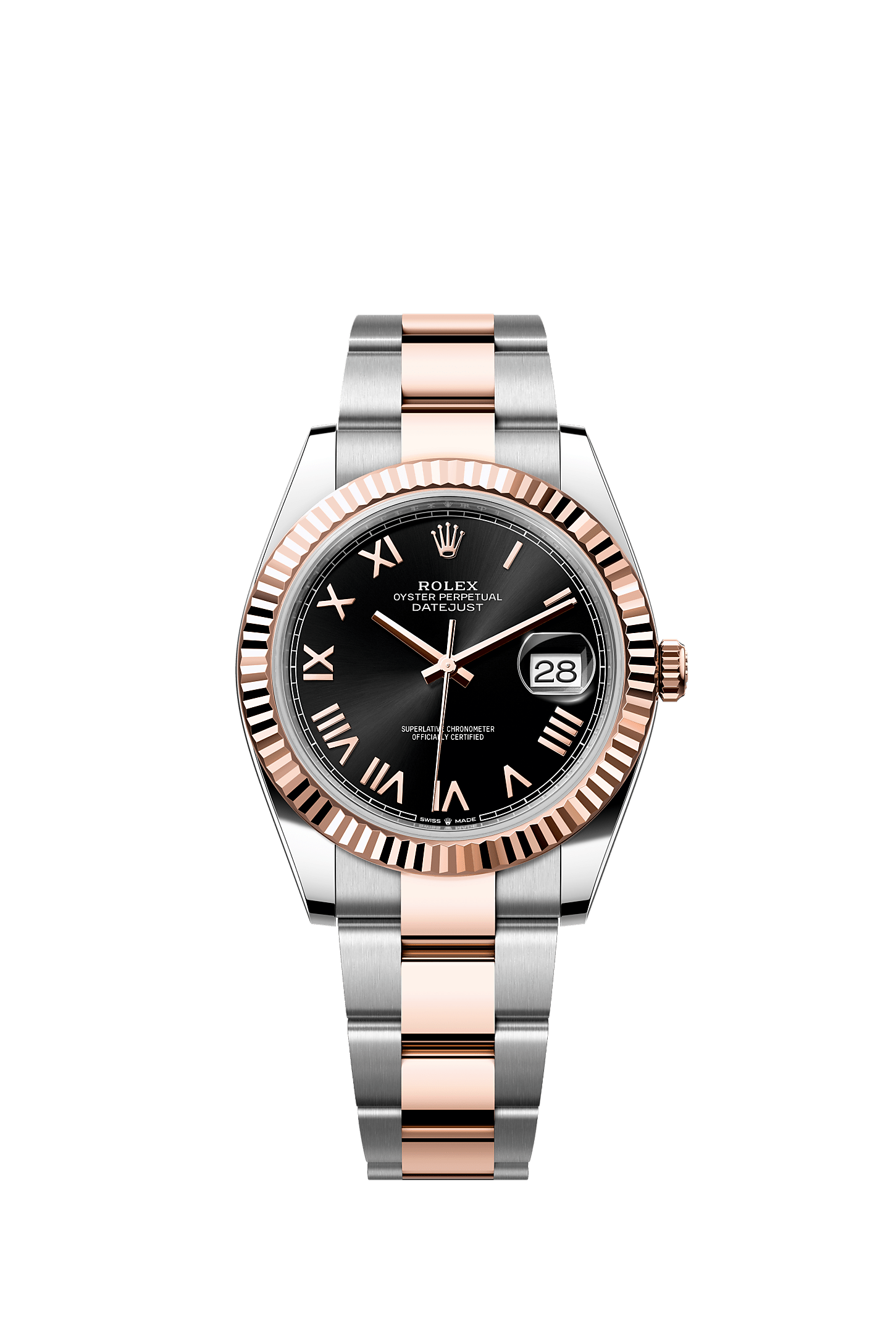 Datejust 41, Oyster, 41 mm, Oystersteel and Everose gold, Dial : Bright black, Rolex