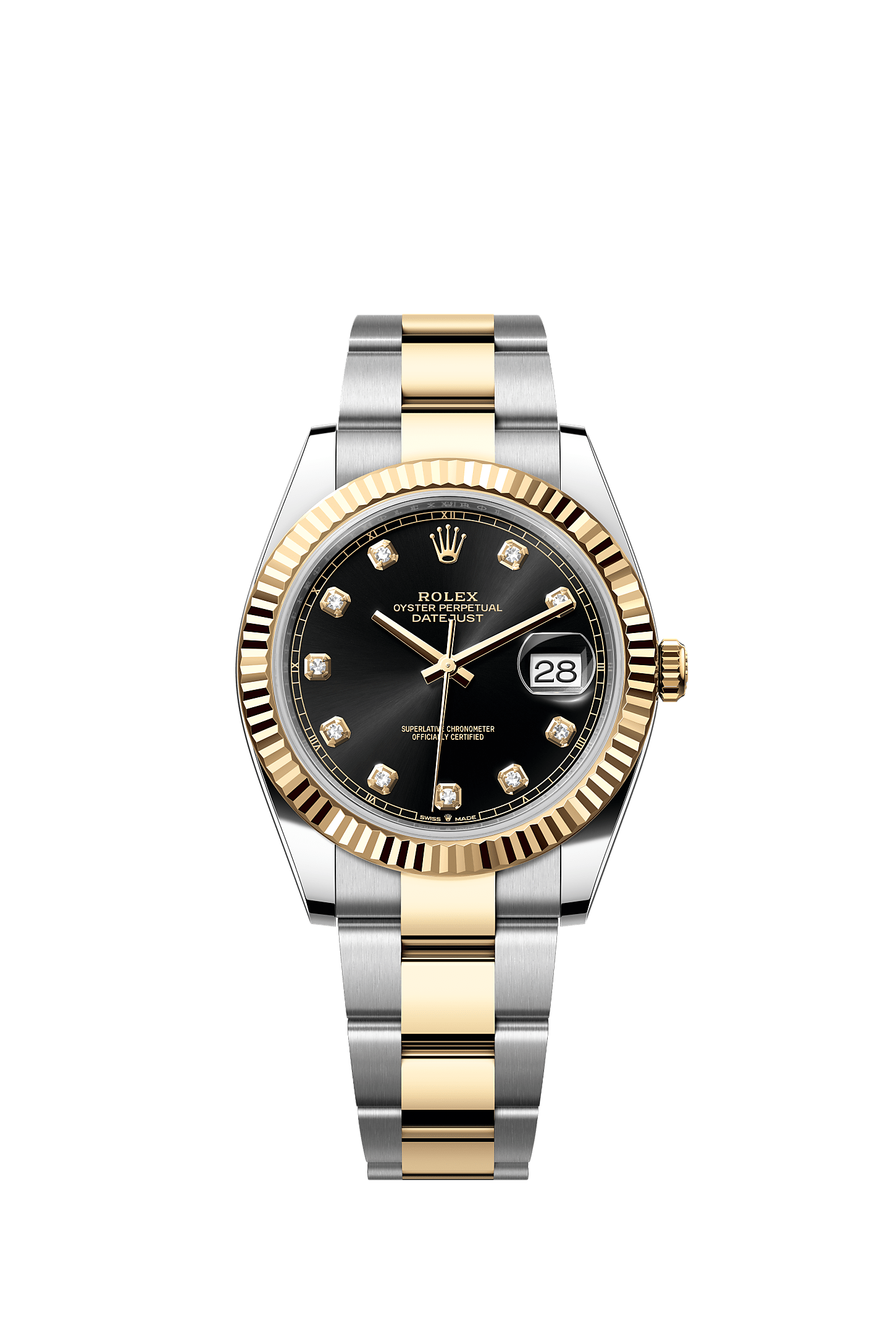 Datejust 41, Oyster, 41 mm, Oystersteel and yellow gold, Dial : Bright black set with diamonds, Rolex