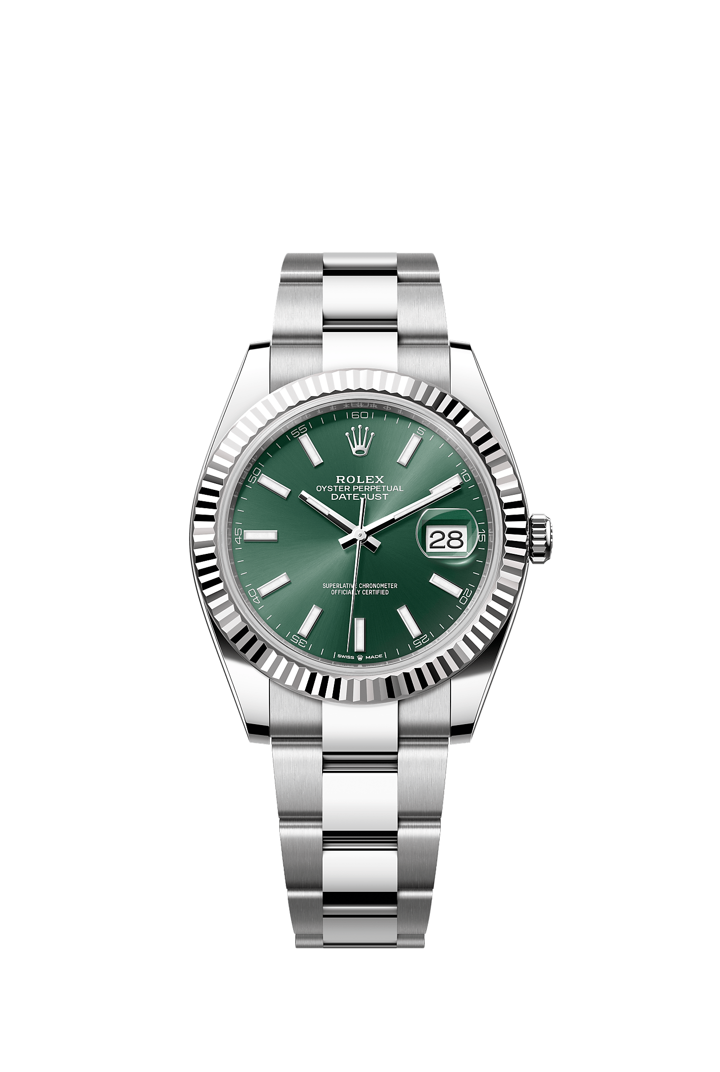 Datejust 41, Oyster, 41 mm, Oystersteel and white gold, Dial : Mint green, Rolex