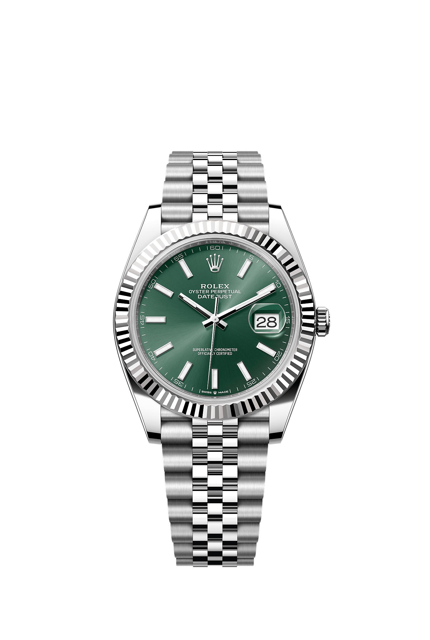 Datejust 41, Oyster, 41 mm, Oystersteel and white gold, Dial : Mint green, Rolex