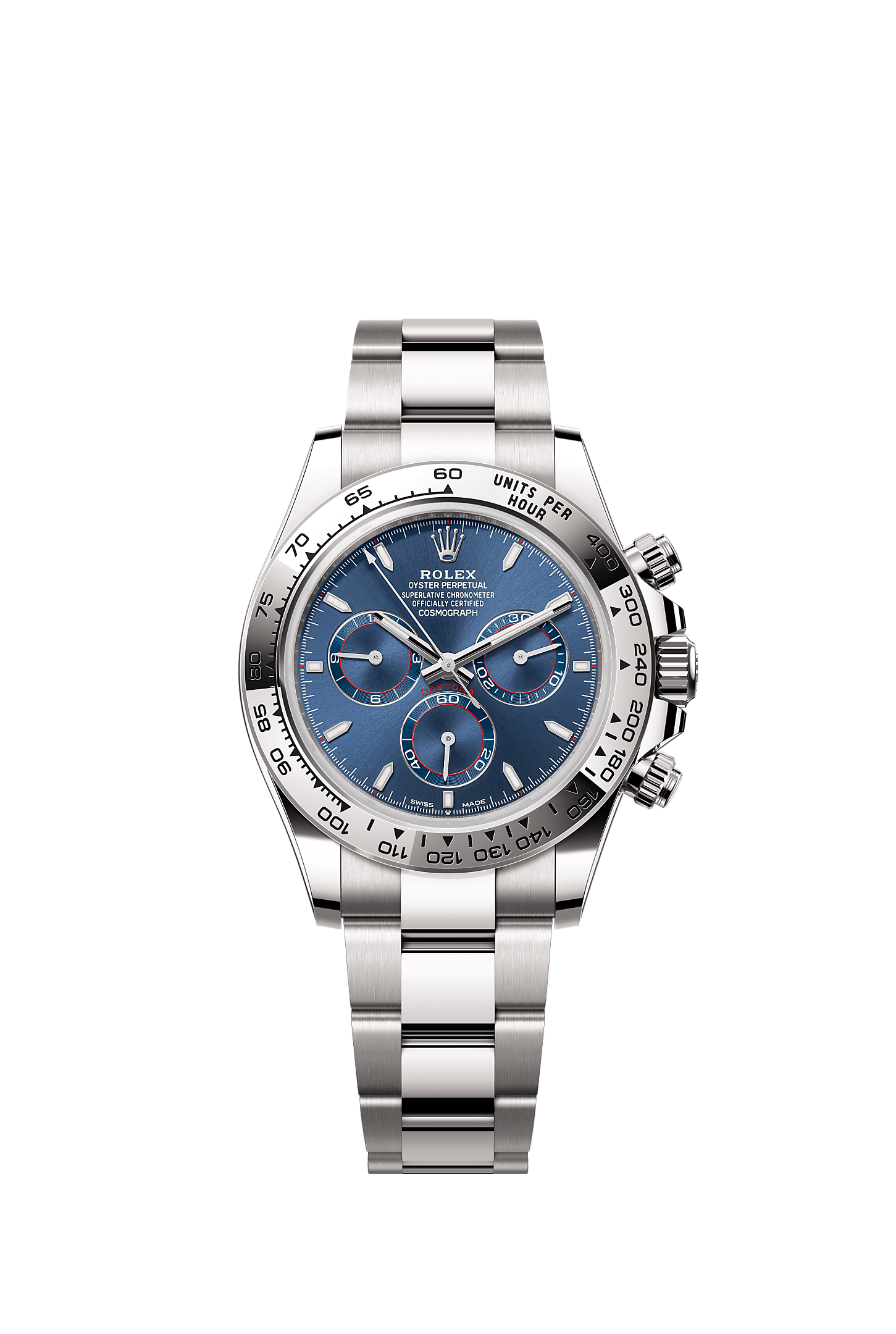 Cosmograph Daytona, Oyster, 40 mm, white gold, Dial : Bright blue, Rolex