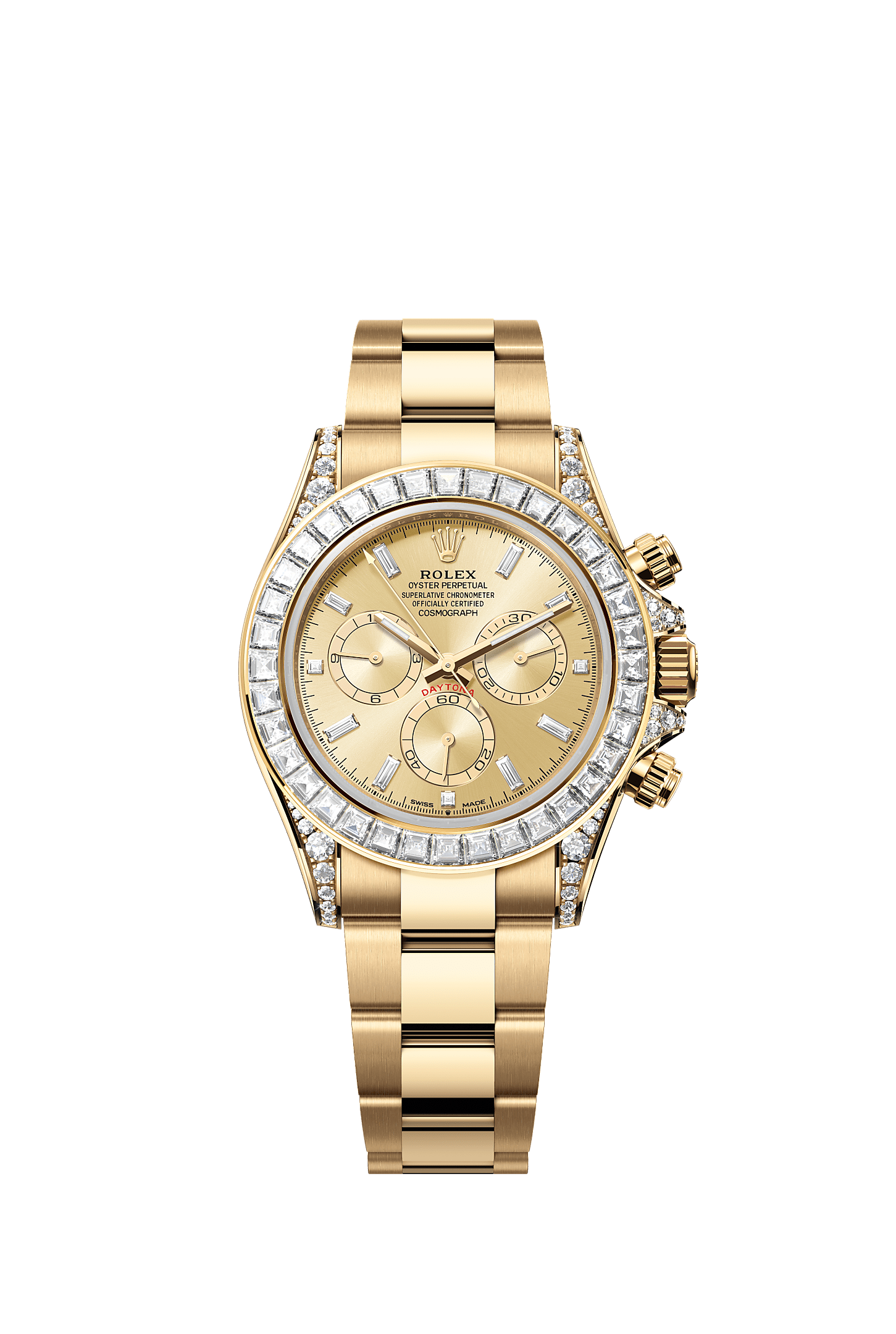宇宙计型迪通拿, 蚝式，40毫米，钻石及黄金, 表盘 : 金色，镶钻石, Rolex