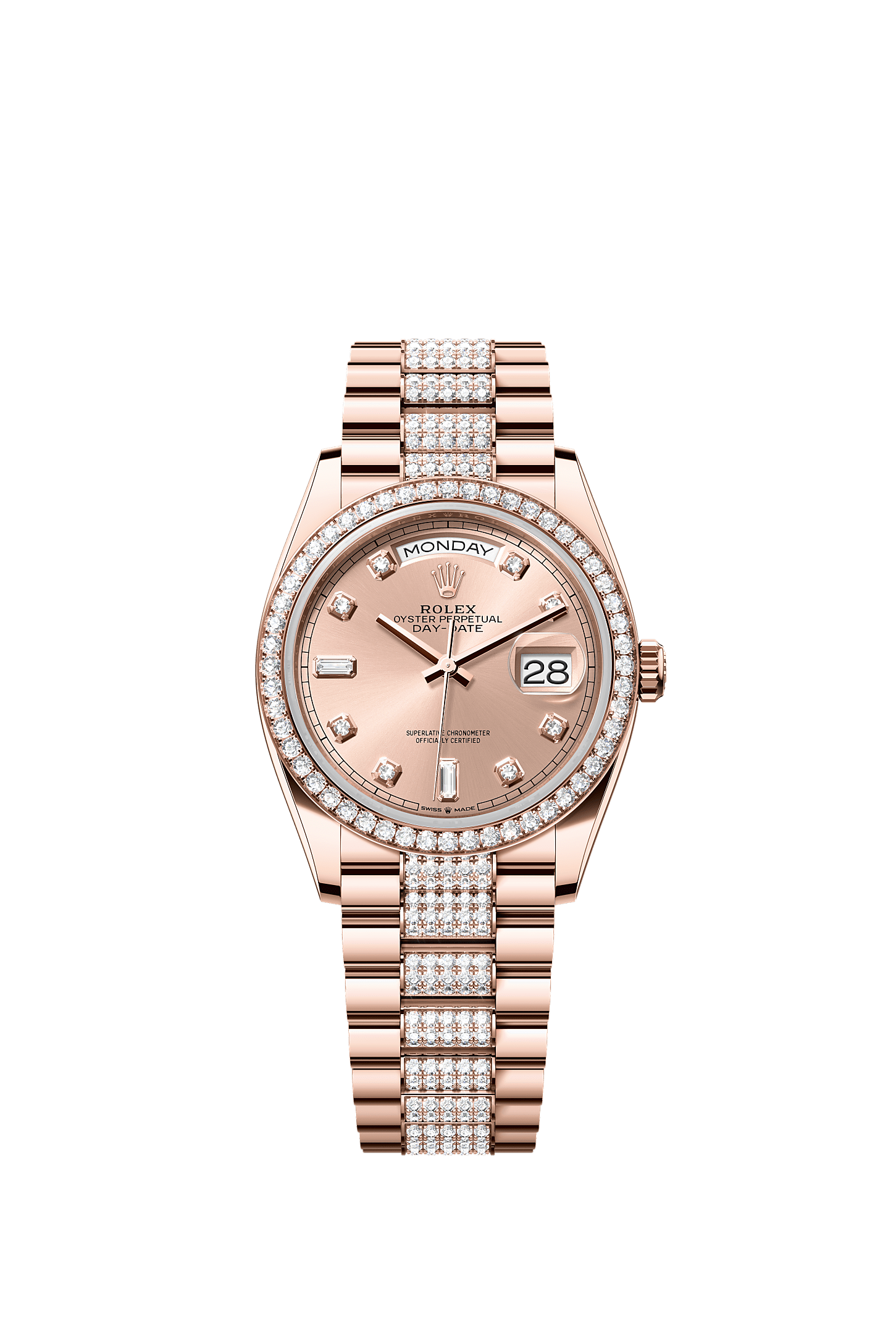 Day-Date 36, Oyster, 36 mm, Everose gold and diamonds, Dial : Rosé-colour set with diamonds, Rolex