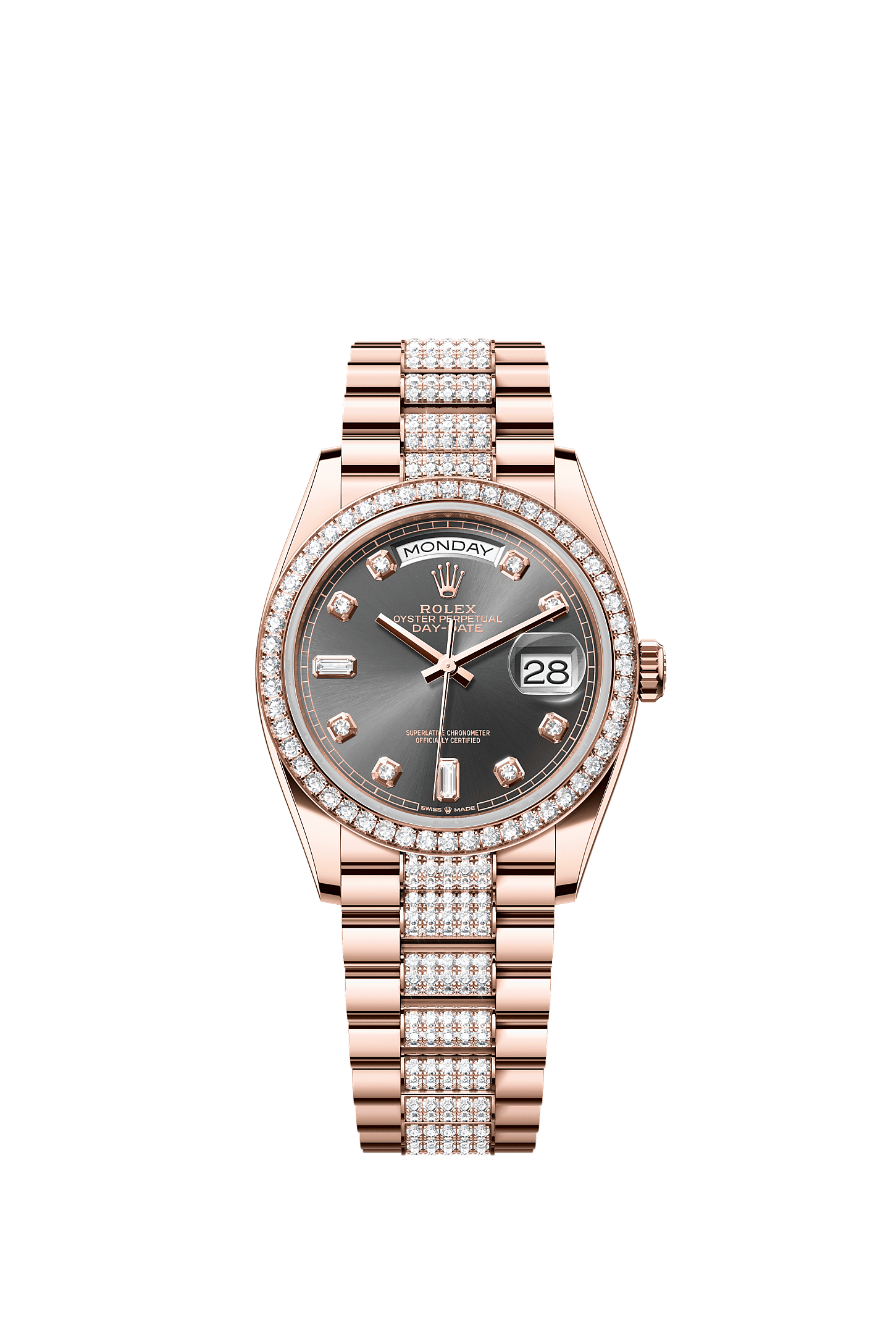 Day-Date 36, Oyster, 36 mm, Everose gold and diamonds, Dial : Slate set with diamonds, Rolex