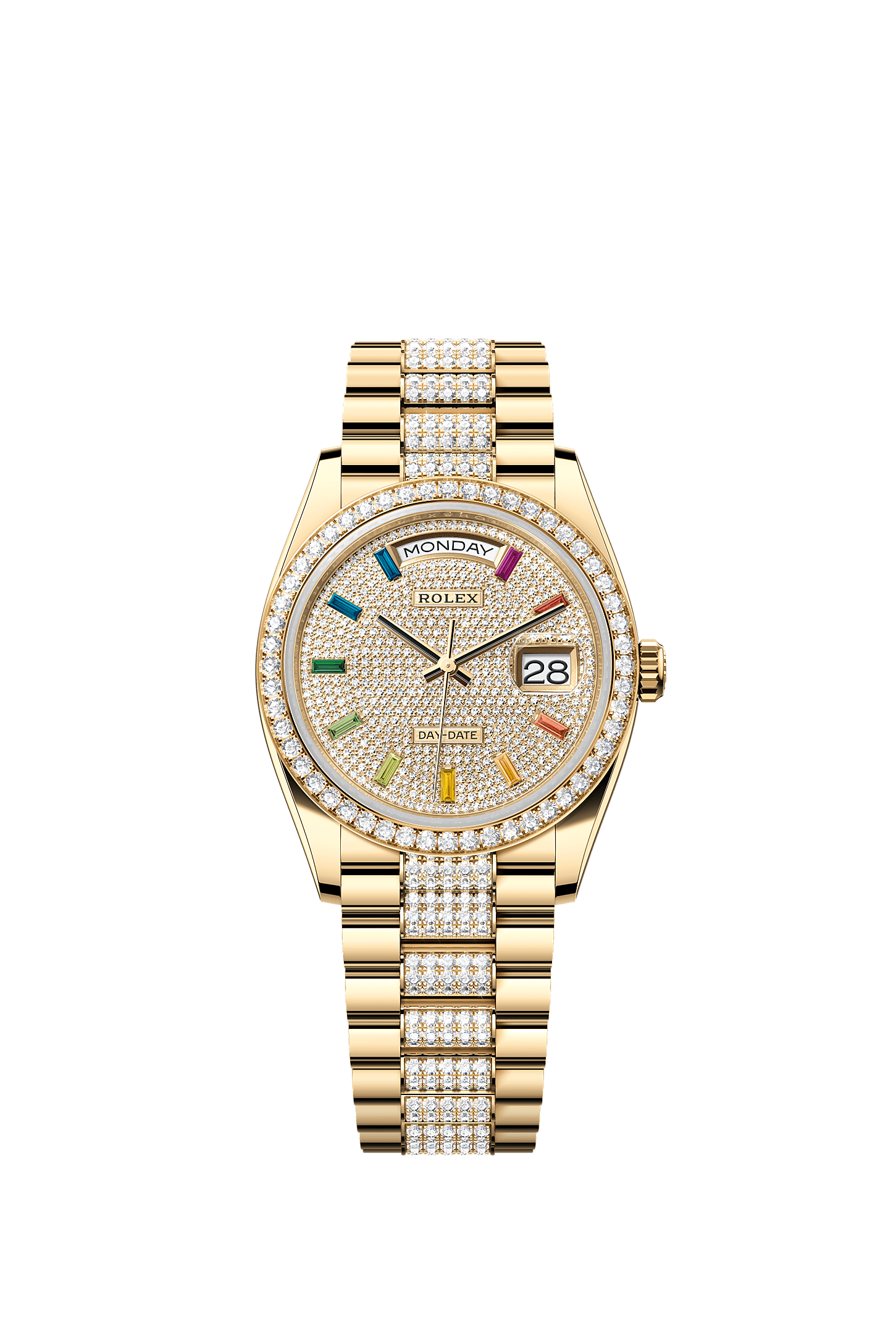 星期日历型 36, 蚝式，36毫米，钻石及黄金, 表盘 : 密镶钻石, Rolex