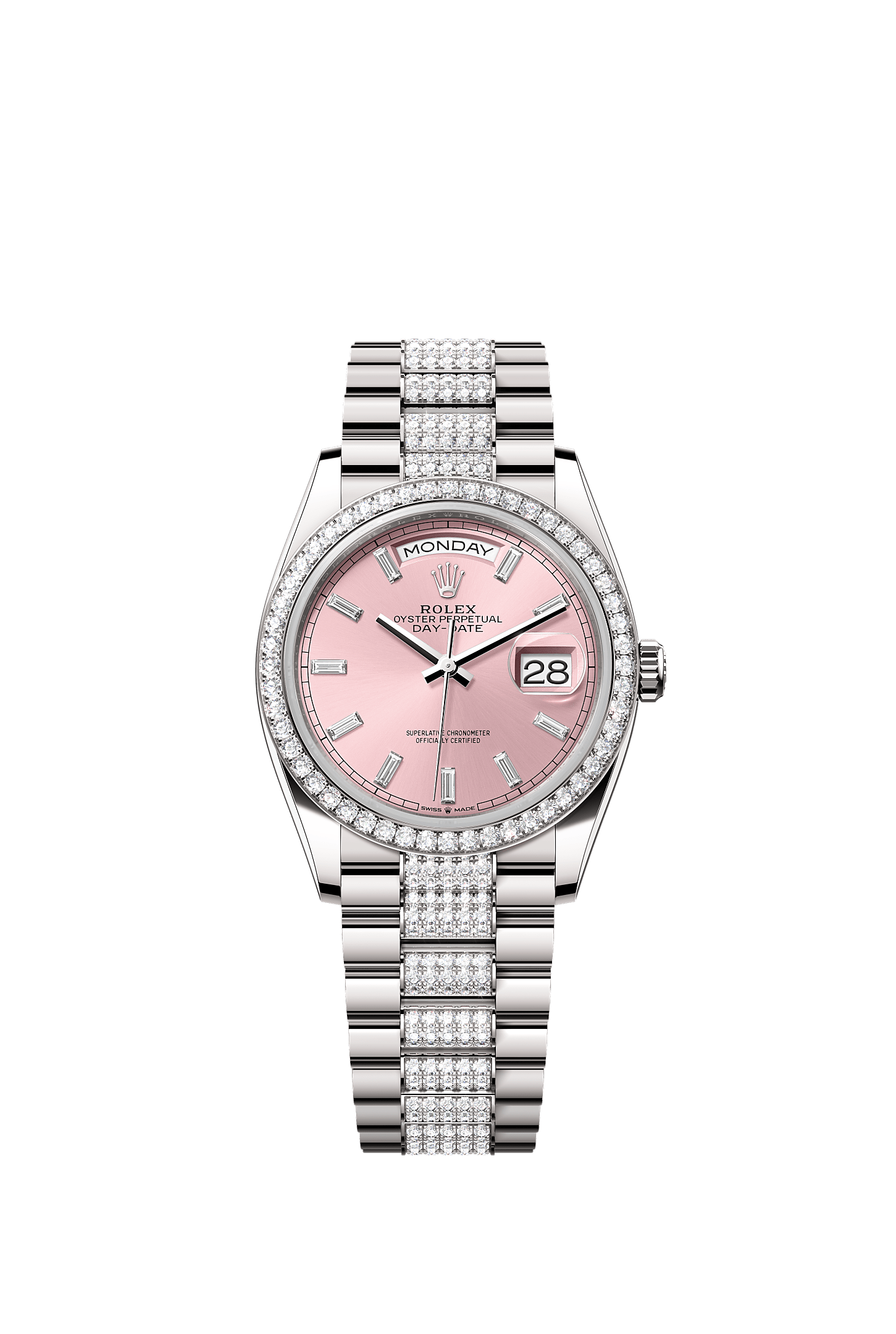 Day-Date 36, Oyster, 36 mm, white gold and diamonds, Dial : Pink set with diamonds, Rolex