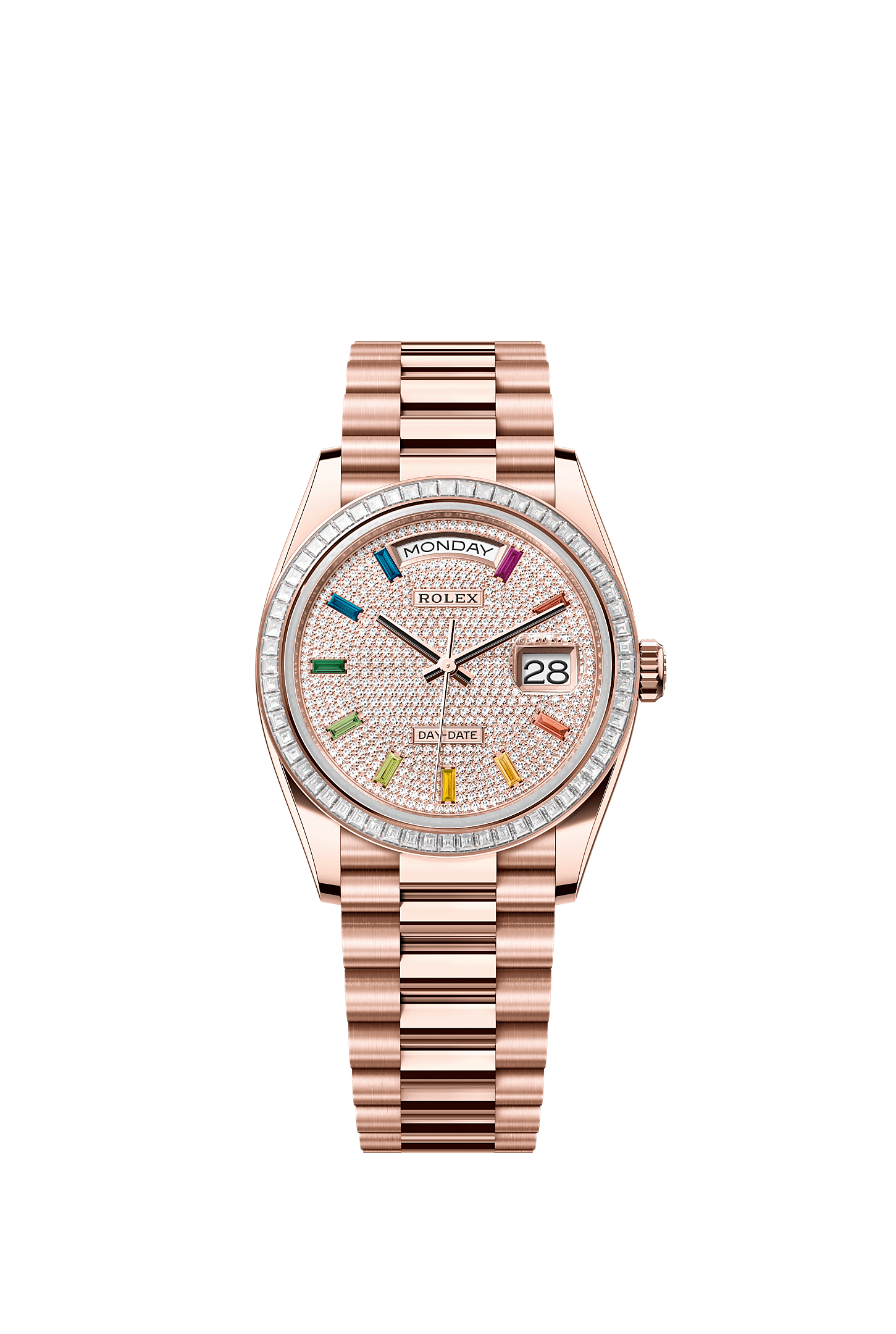 星期日历型 36, 蚝式，36毫米，钻石及永恒玫瑰金, 表盘 : 密镶钻石, Rolex