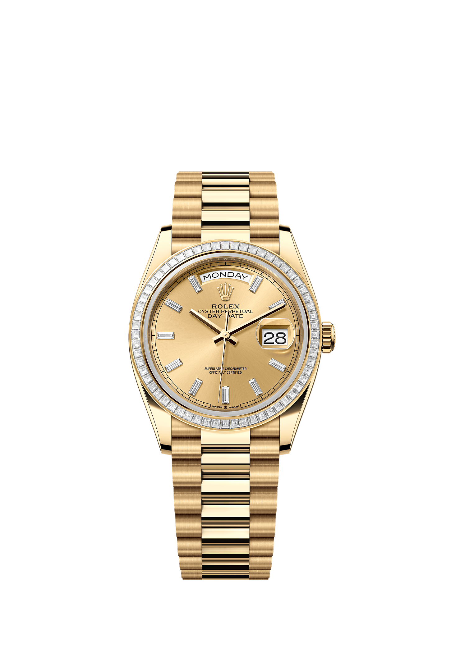 Day-Date 36, Oyster, 36 mm, yellow gold and diamonds, Dial : Champagne-colour set with diamonds, Rolex
