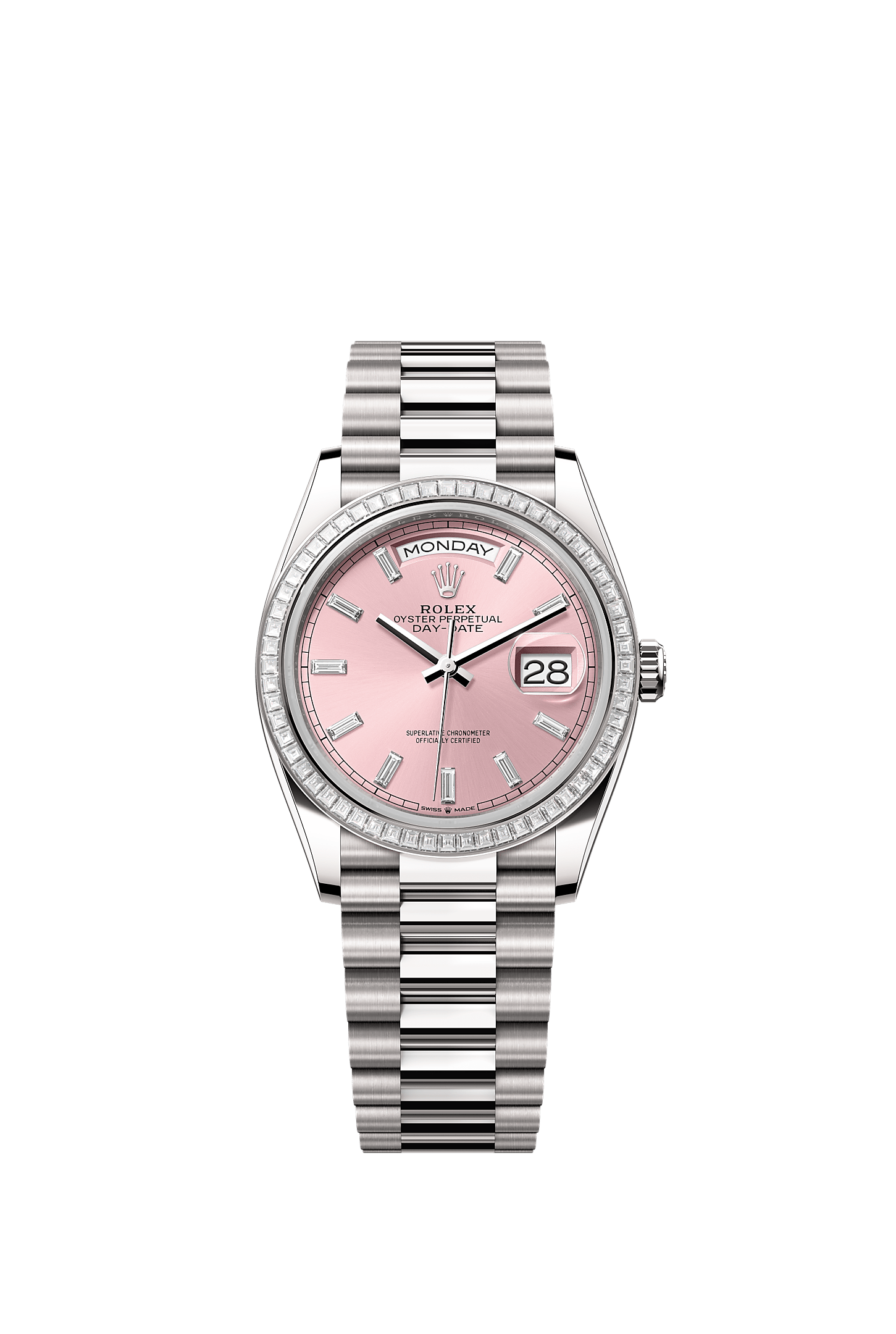 Day-Date 36, Oyster, 36 mm, white gold and diamonds, Dial : Pink set with diamonds, Rolex
