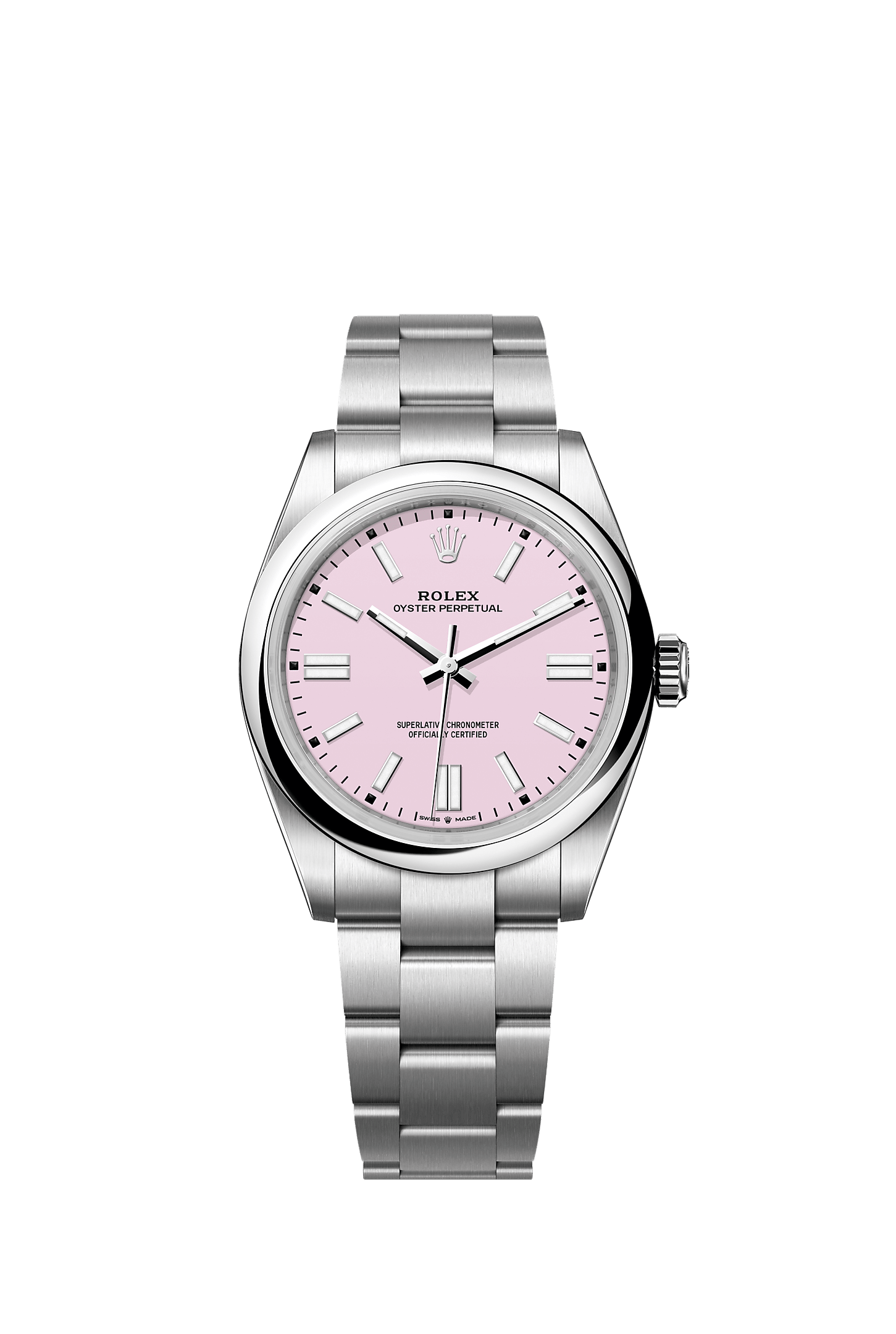 Oyster Perpetual 41, Oyster, 41 mm, Oystersteel, Dial : Candy pink, Rolex