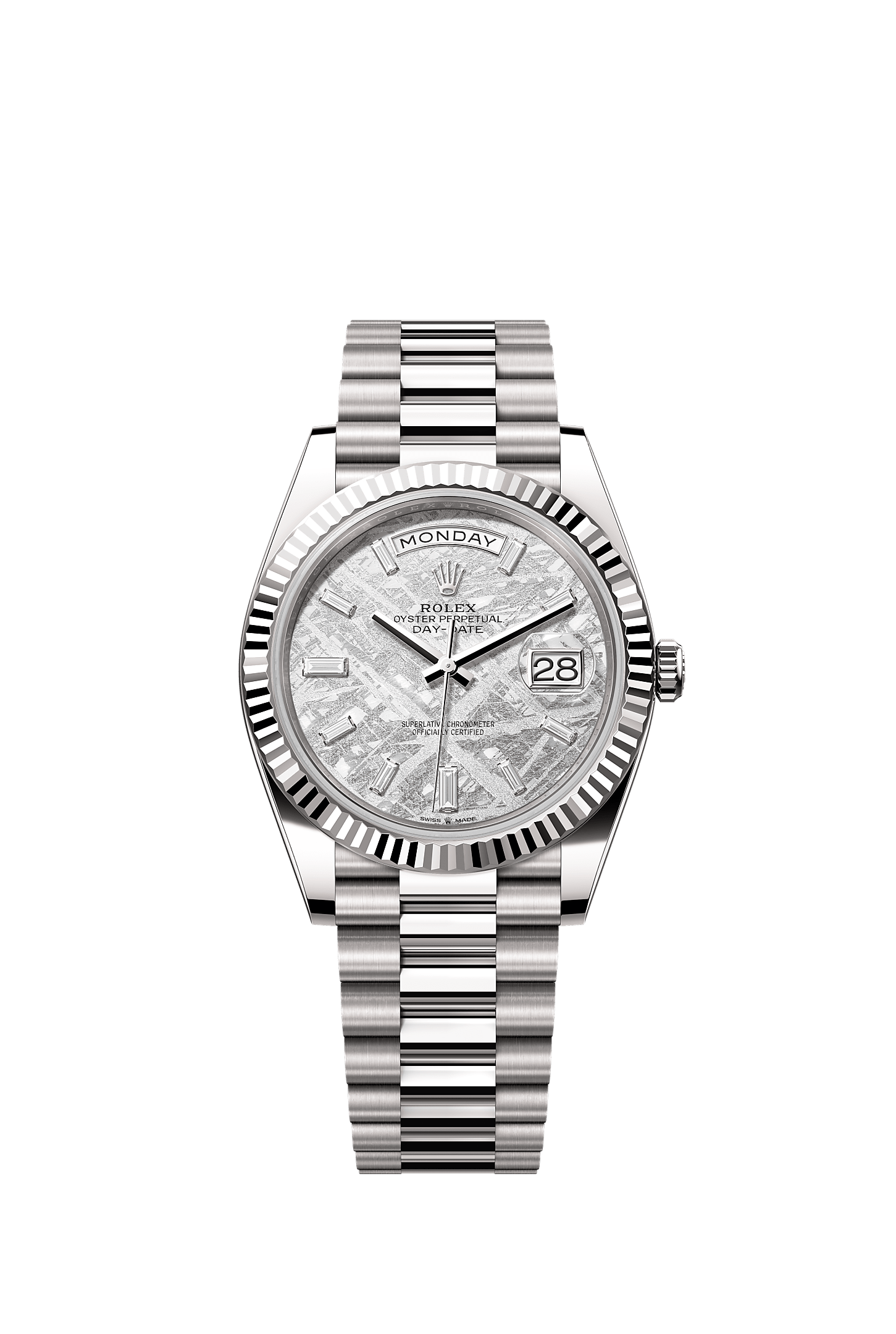 Day-Date 40, Oyster, 40 mm, white gold, Dial : Meteorite set with diamonds, Rolex