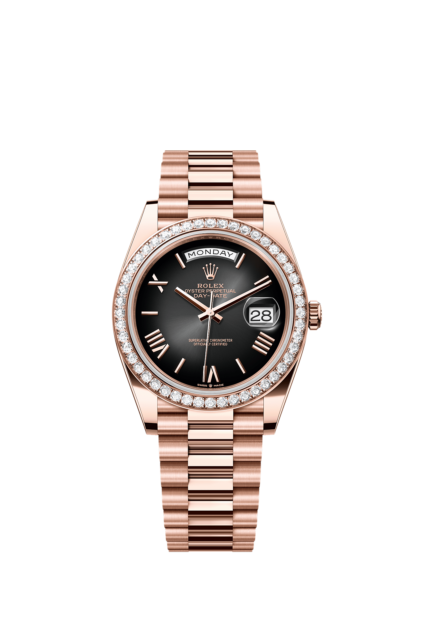 Day-Date 40, Oyster, 40 mm, Everose gold and diamonds, Dial : Slate ombré, Rolex