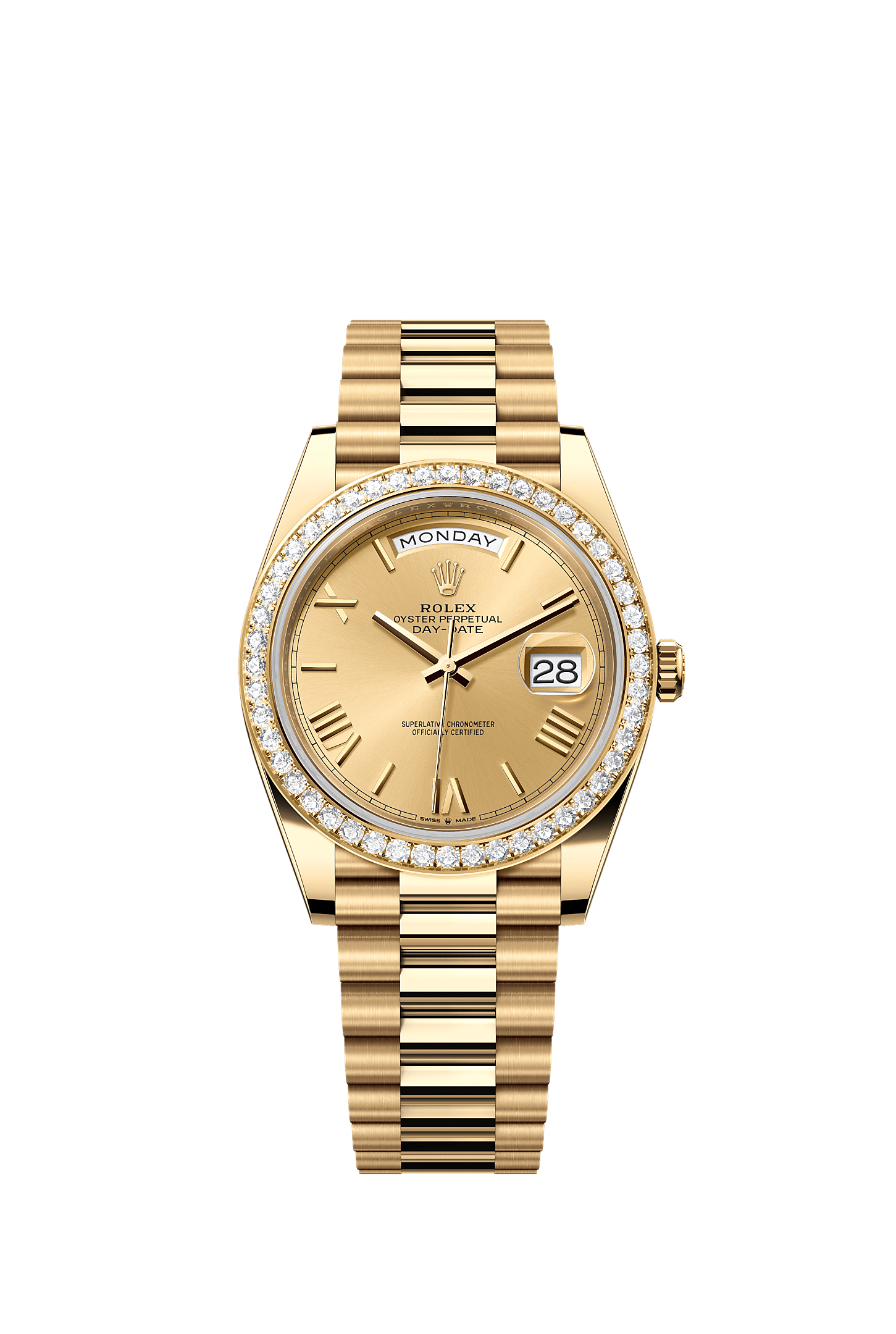 Day-Date 40, Oyster, 40 mm, yellow gold and diamonds, Dial : Champagne-colour, Rolex