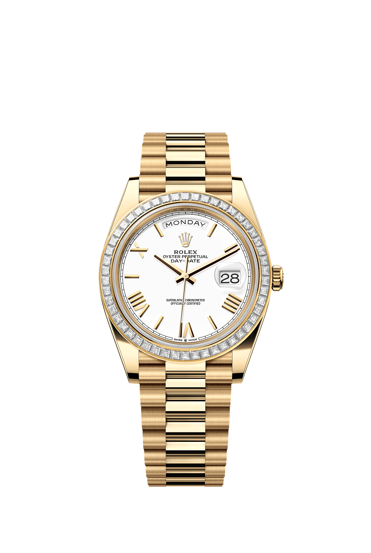 Day-Date 40, Oyster, 40 mm, yellow gold and diamonds, Dial : White, Rolex