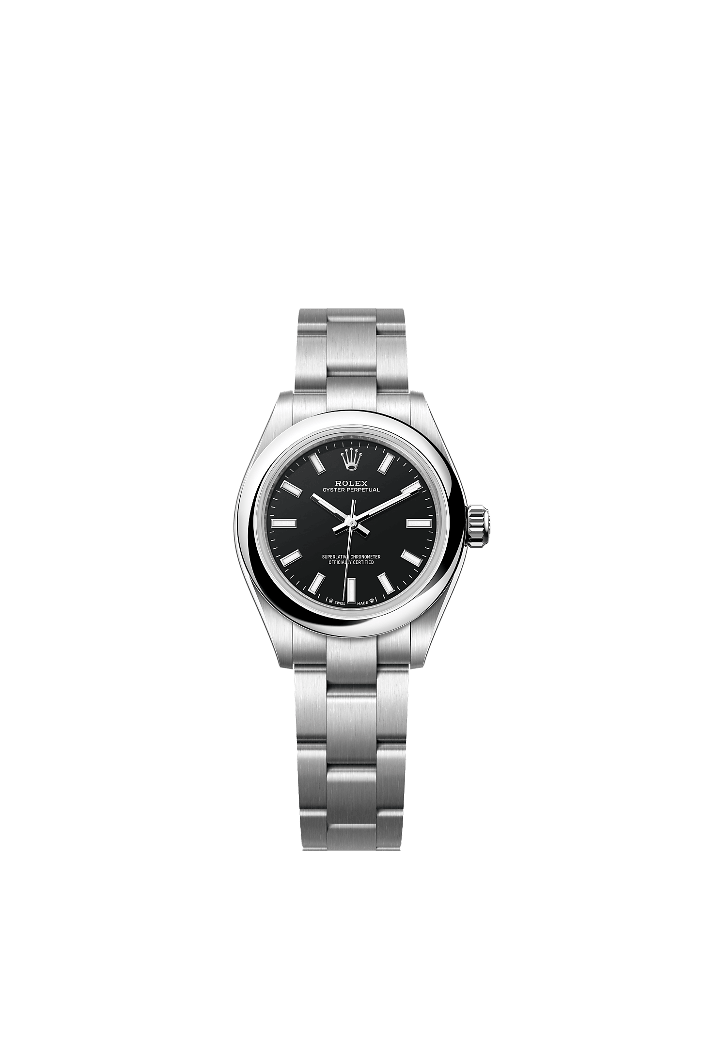 蚝式恒动型 28, 蚝式，28毫米，蚝式钢, 表盘 : 黑色, Rolex