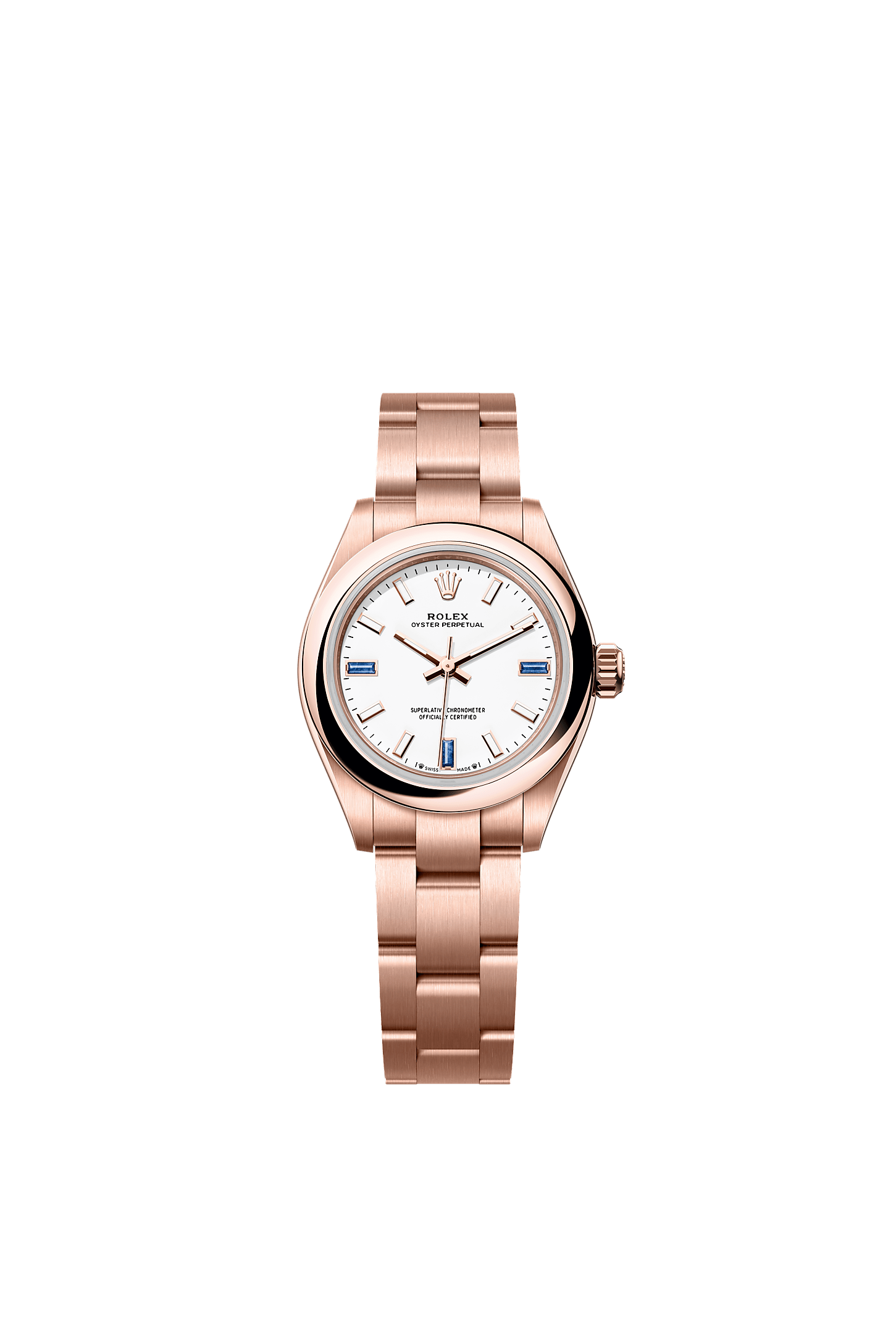 Oyster Perpetual 28, Oyster, 28 mm, Everose gold, Dial : White, Rolex