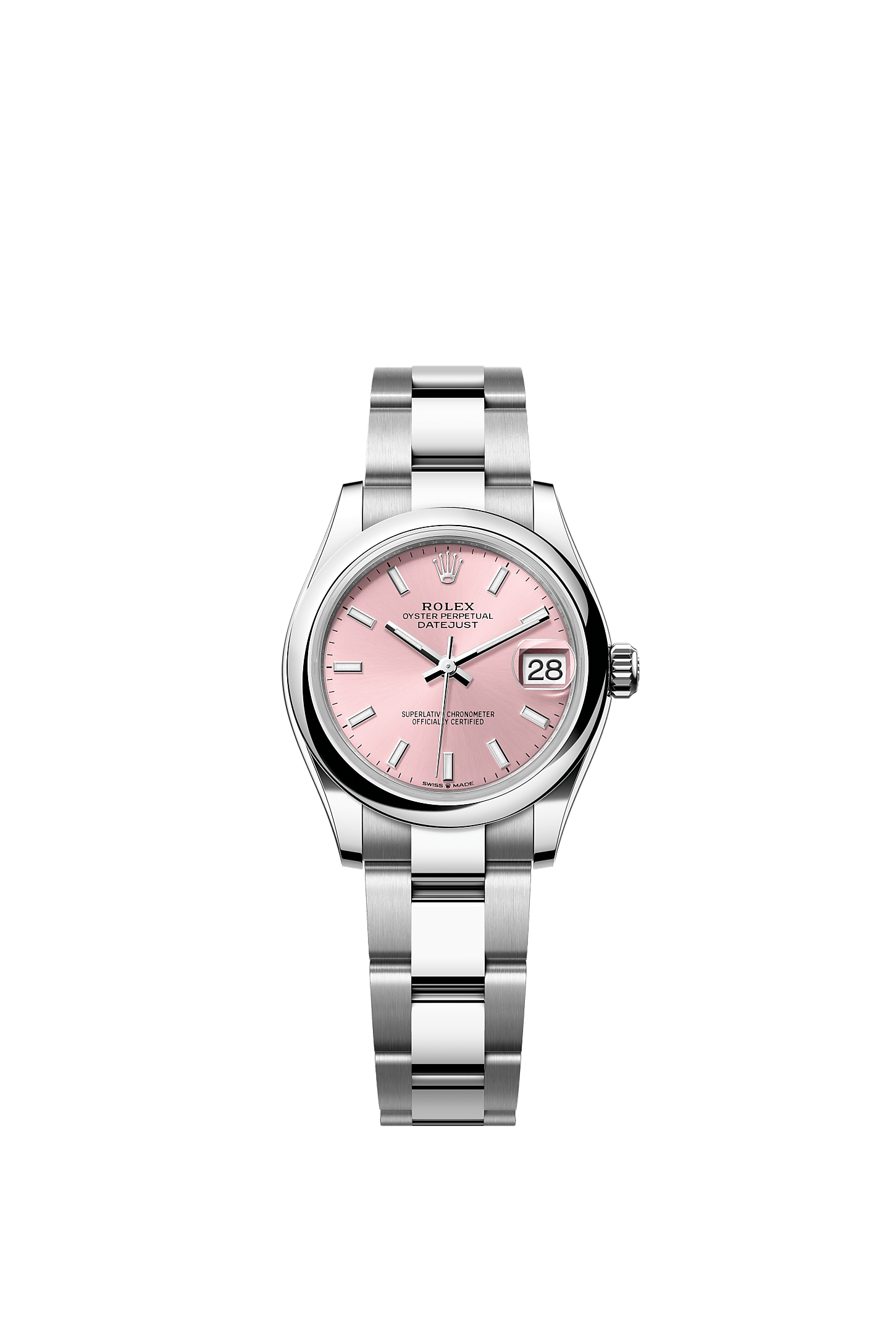 日志型 31, 蚝式，31毫米，蚝式钢, 表盘 : 粉红色, Rolex