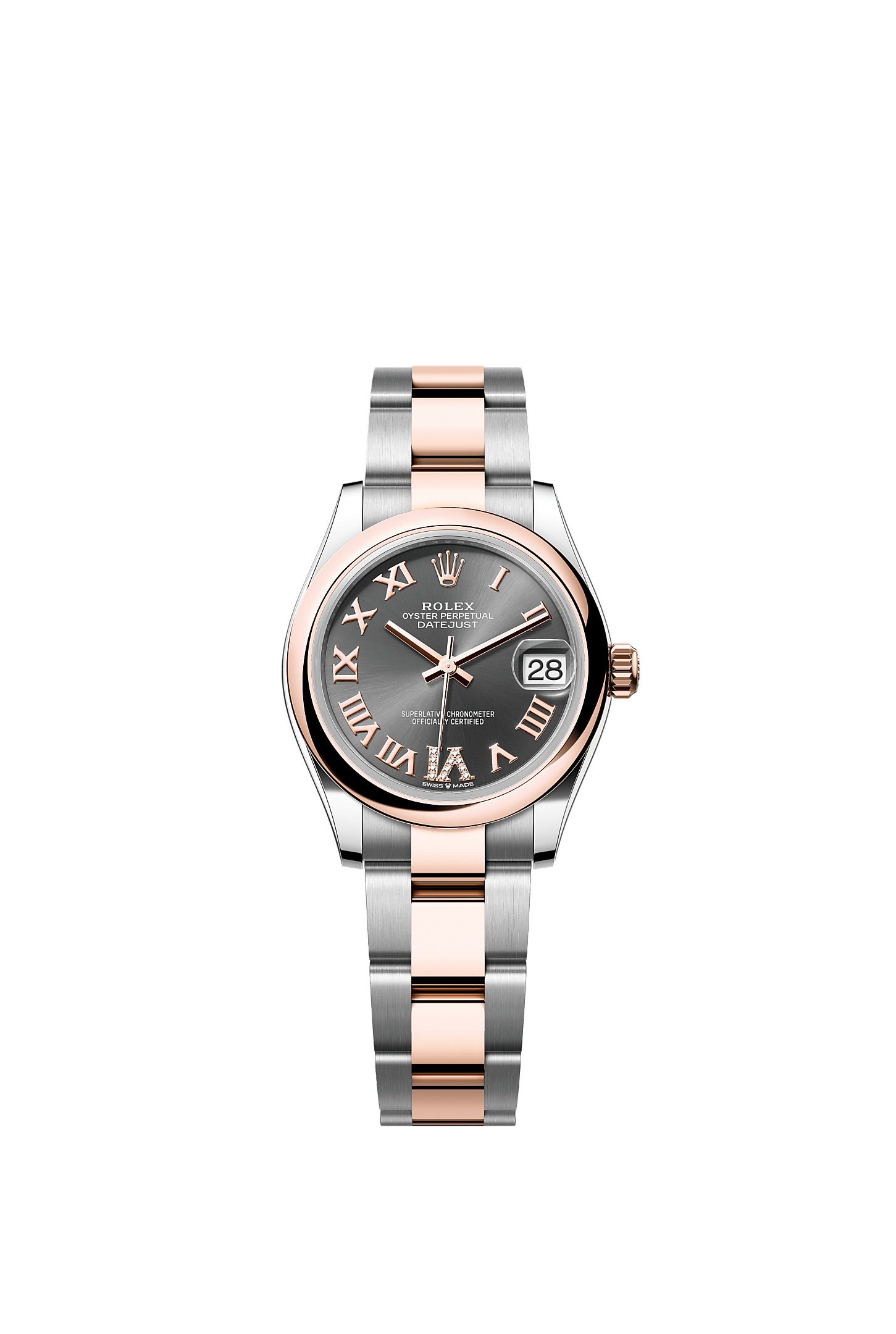 Datejust 31, Oyster, 31 mm, Oystersteel and Everose gold, Dial : Slate set with diamonds, Rolex