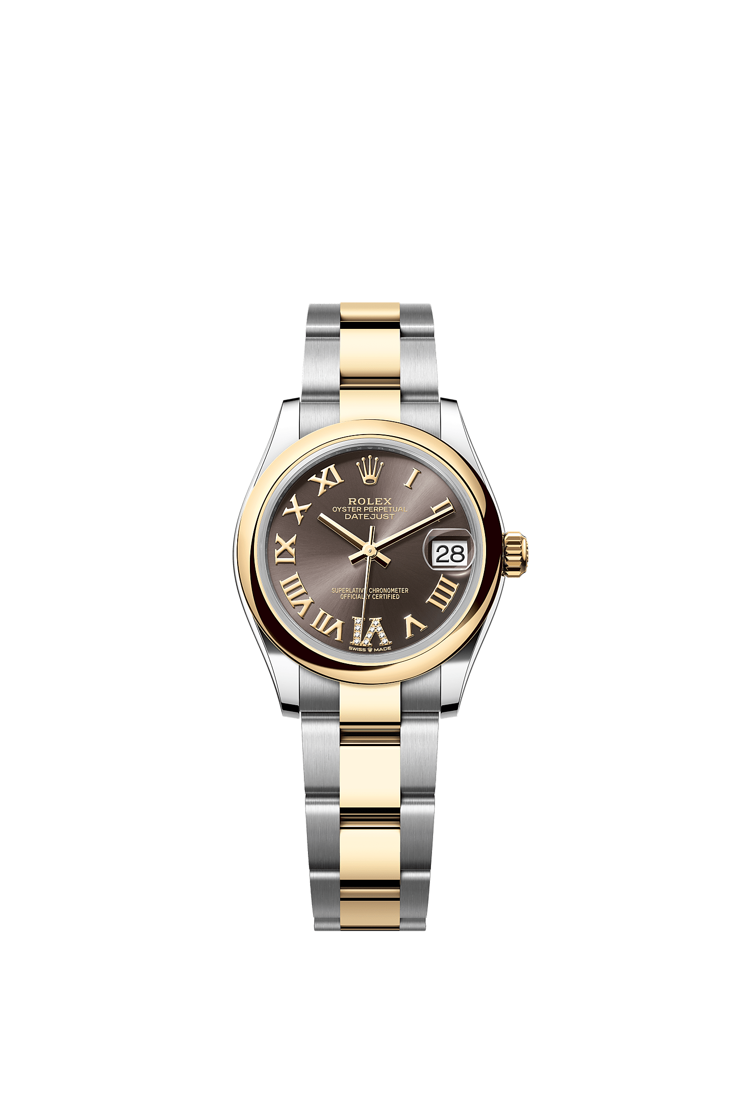 Datejust 31, Oyster, 31 mm, Oystersteel and yellow gold, Dial : Dark grey set with diamonds, Rolex